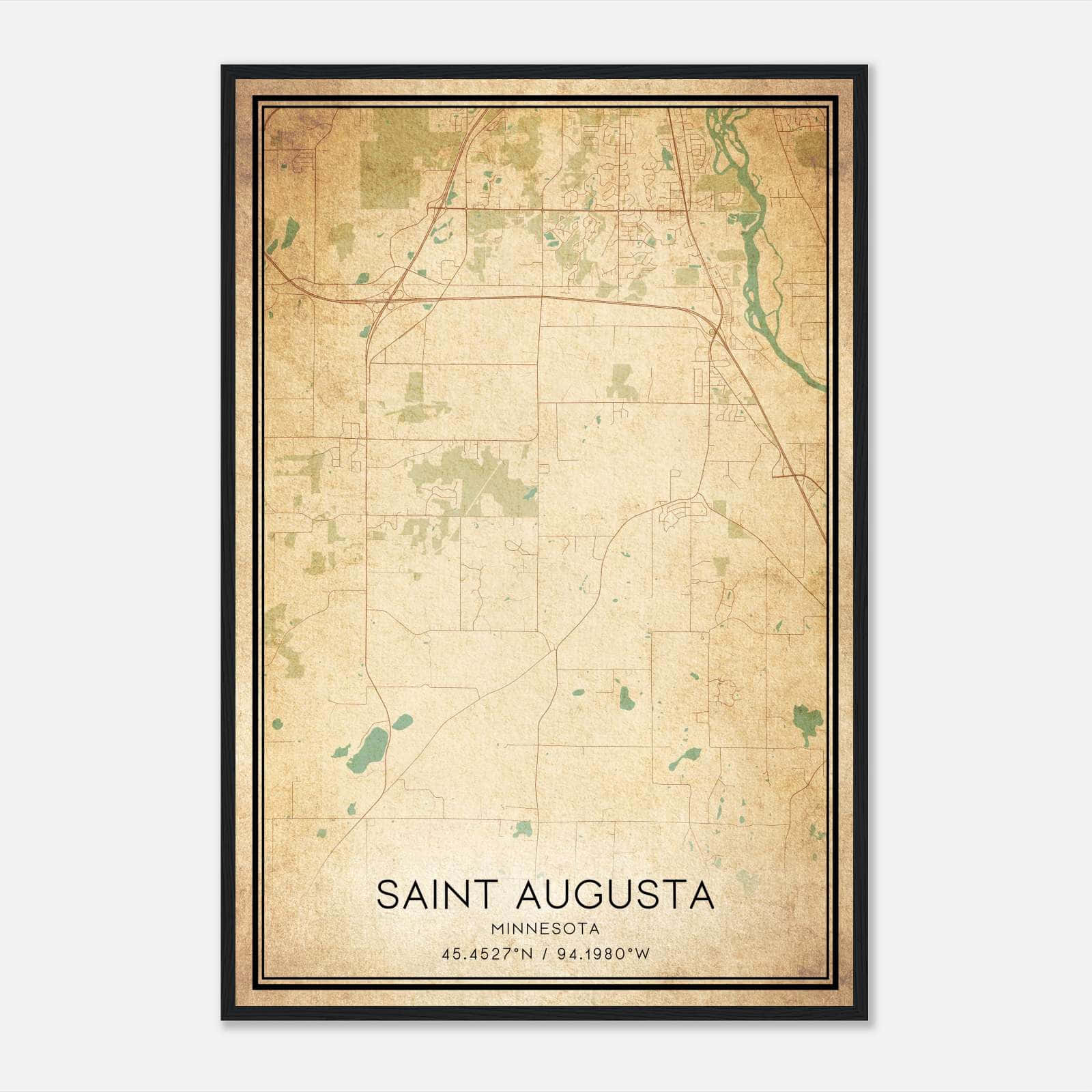 Vintage Saint Augusta Minnesota Map Poster, Saint Augusta MN City Road Wall Art Print Vintage Saint Augusta Minnesota Map Poster, Saint Augusta MN City Road Wall Art Print