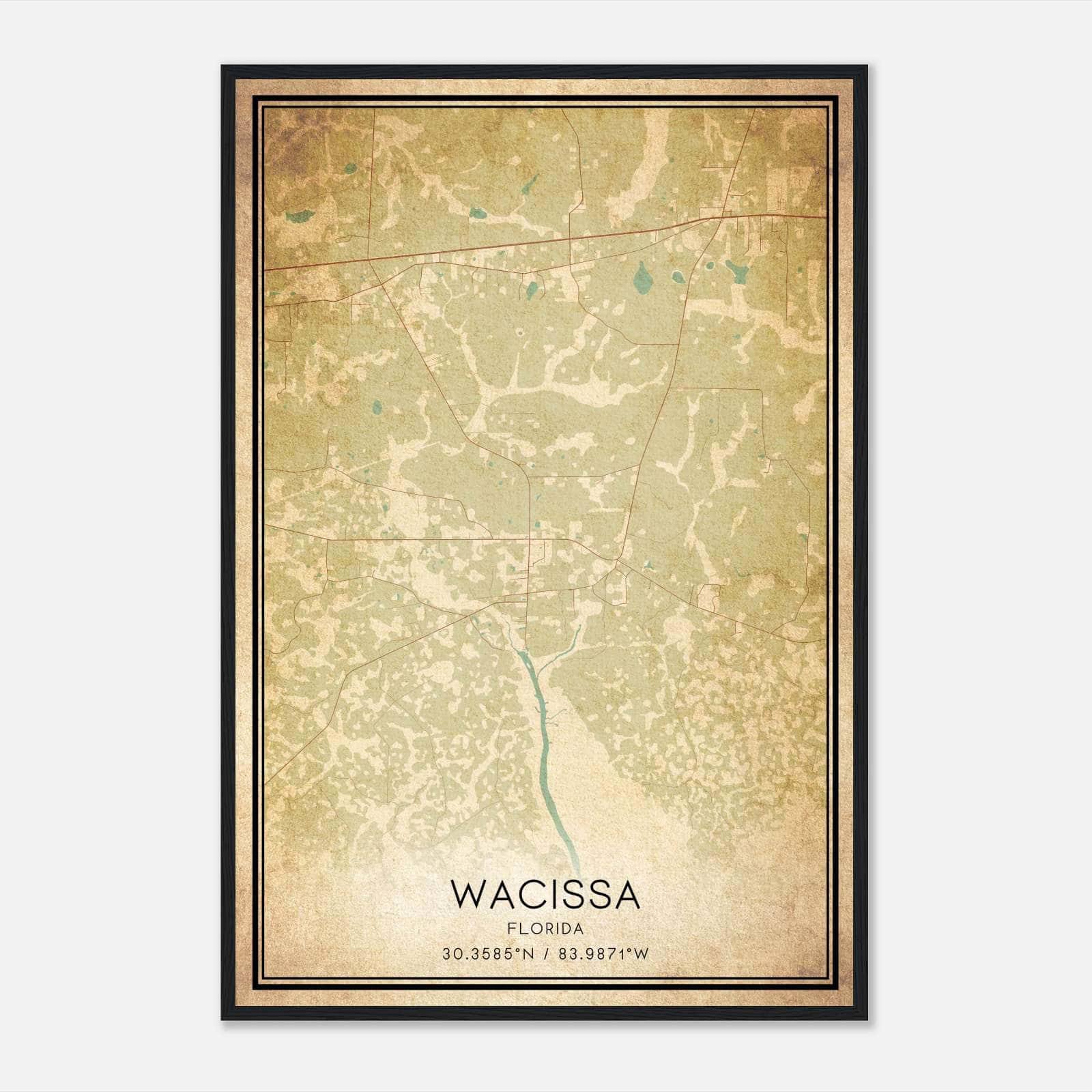 Vintage Wacissa Florida Map Poster, Wacissa FL City Road Wall Art Print Vintage Wacissa Florida Map Poster, Wacissa FL City Road Wall Art Print