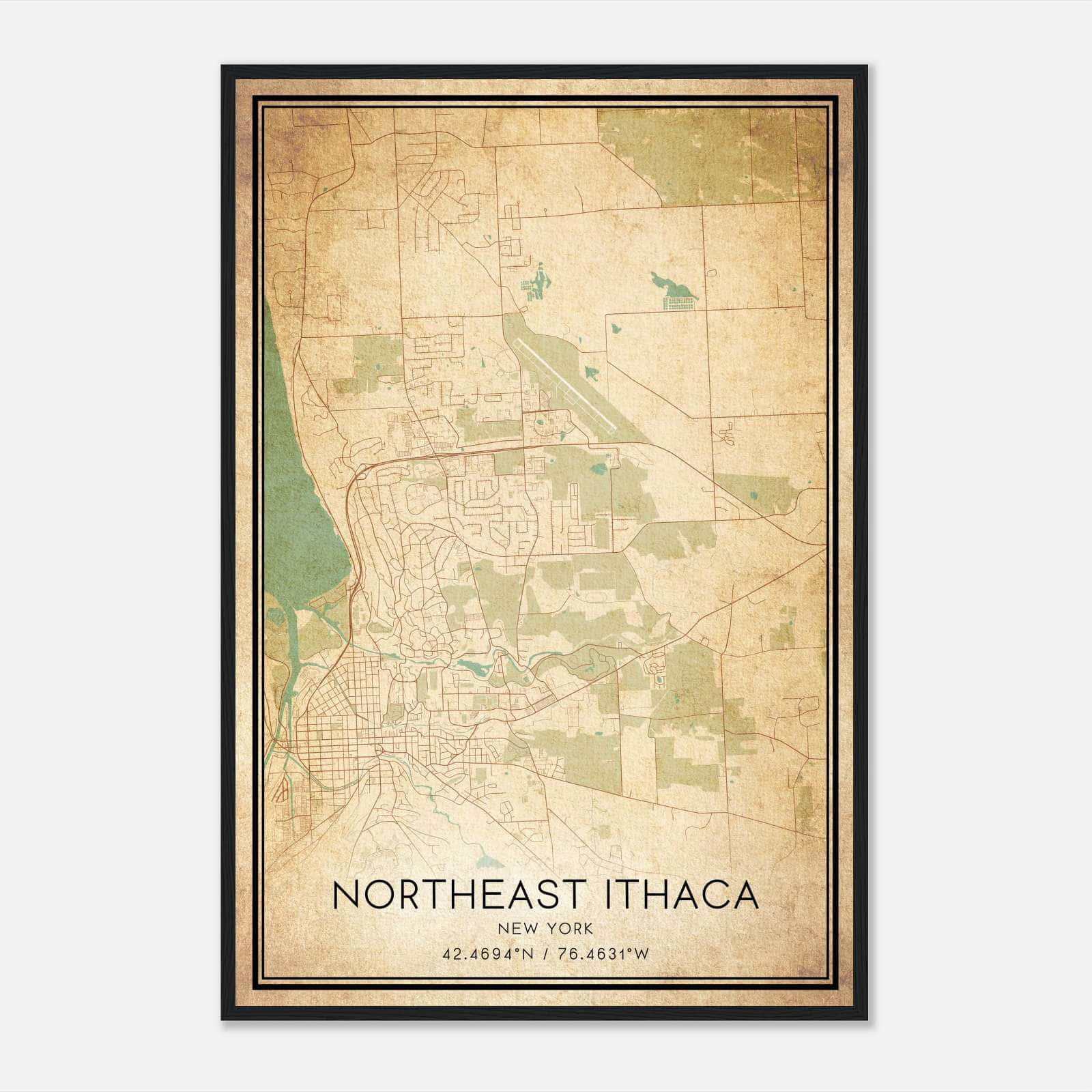 Vintage Northeast Ithaca New York Map Poster, Northeast Ithaca NY City Road Wall Art Print Vintage Northeast Ithaca New York Map Poster, Northeast Ithaca NY City Road Wall Art Print