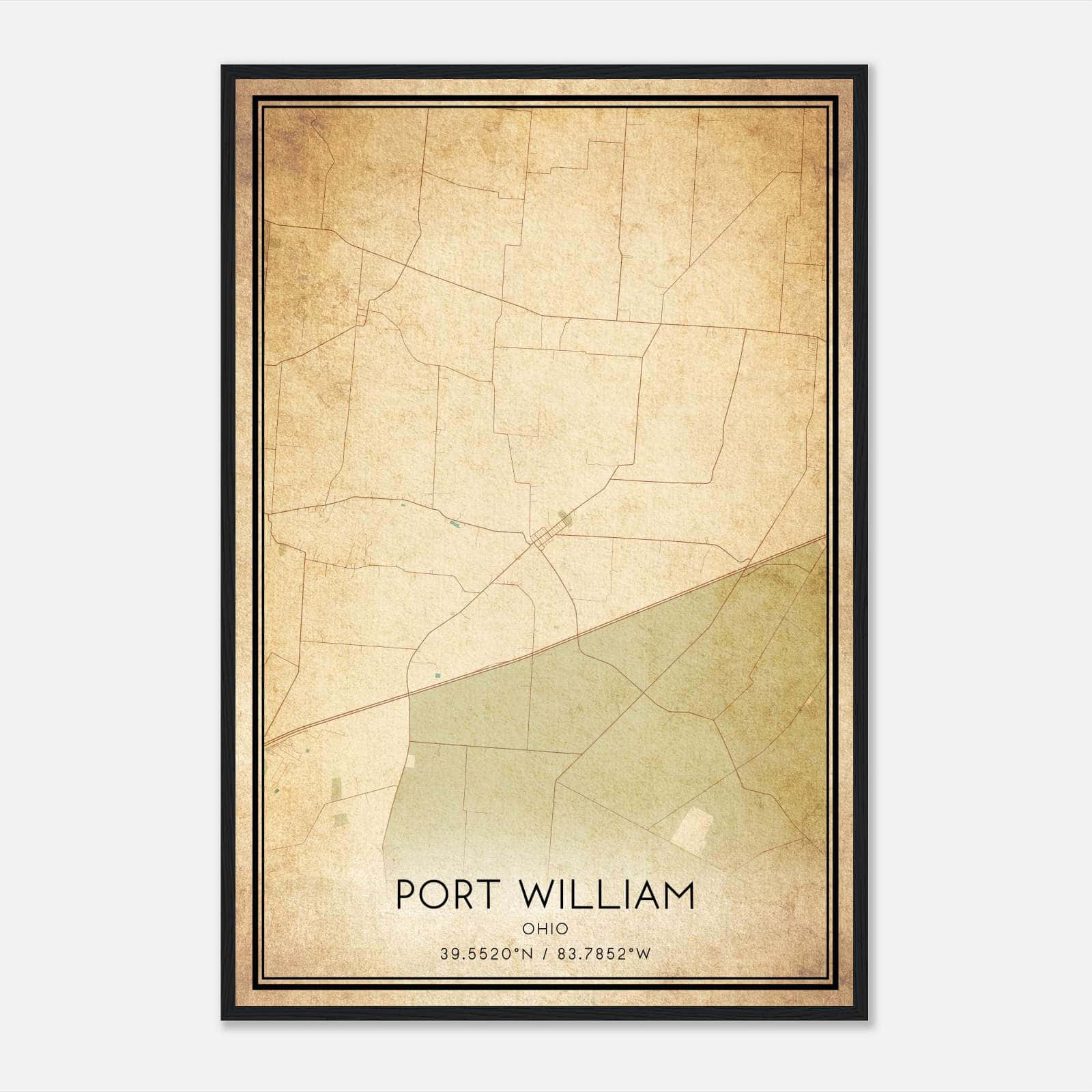 Vintage Port William Ohio Map Poster, Port William OH City Road Wall Art Print Vintage Port William Ohio Map Poster, Port William OH City Road Wall Art Print