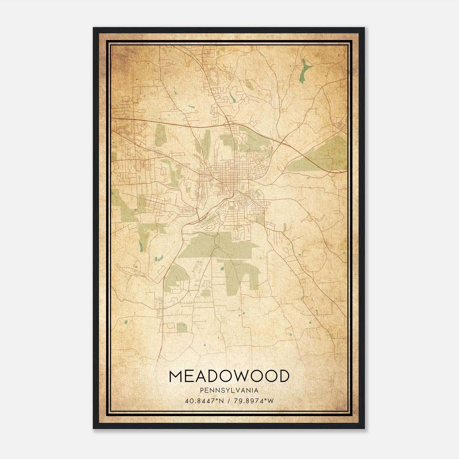 Vintage Meadowood Pennsylvania Map Poster, Meadowood PA City Road Wall Art Print Vintage Meadowood Pennsylvania Map Poster, Meadowood PA City Road Wall Art Print