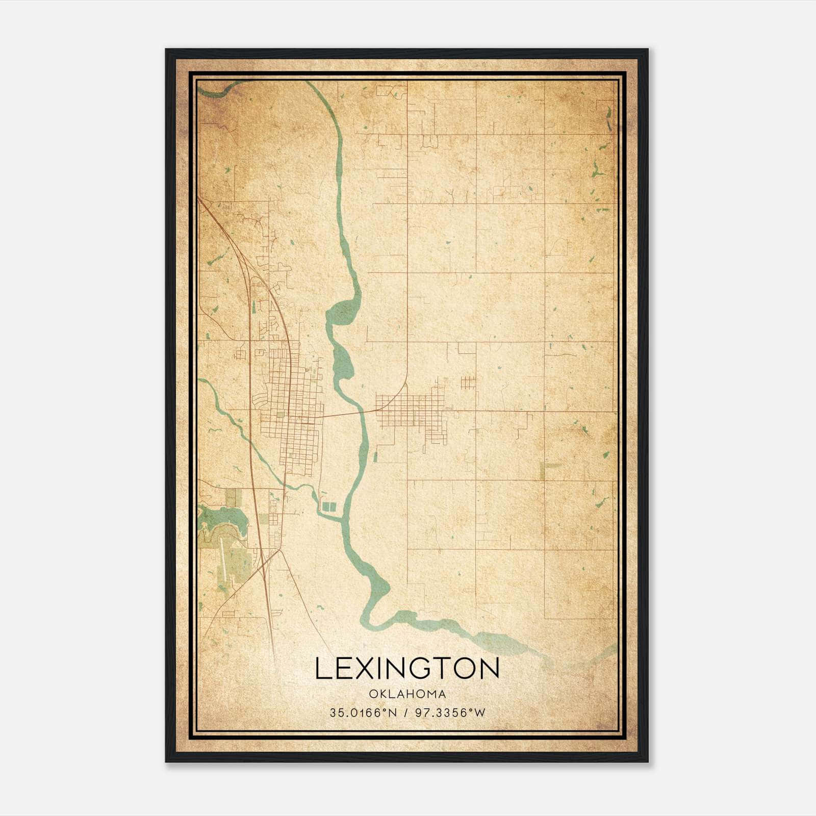 Vintage Lexington Oklahoma Map Poster, Lexington OK City Road Wall Art Print Vintage Lexington Oklahoma Map Poster, Lexington OK City Road Wall Art Print