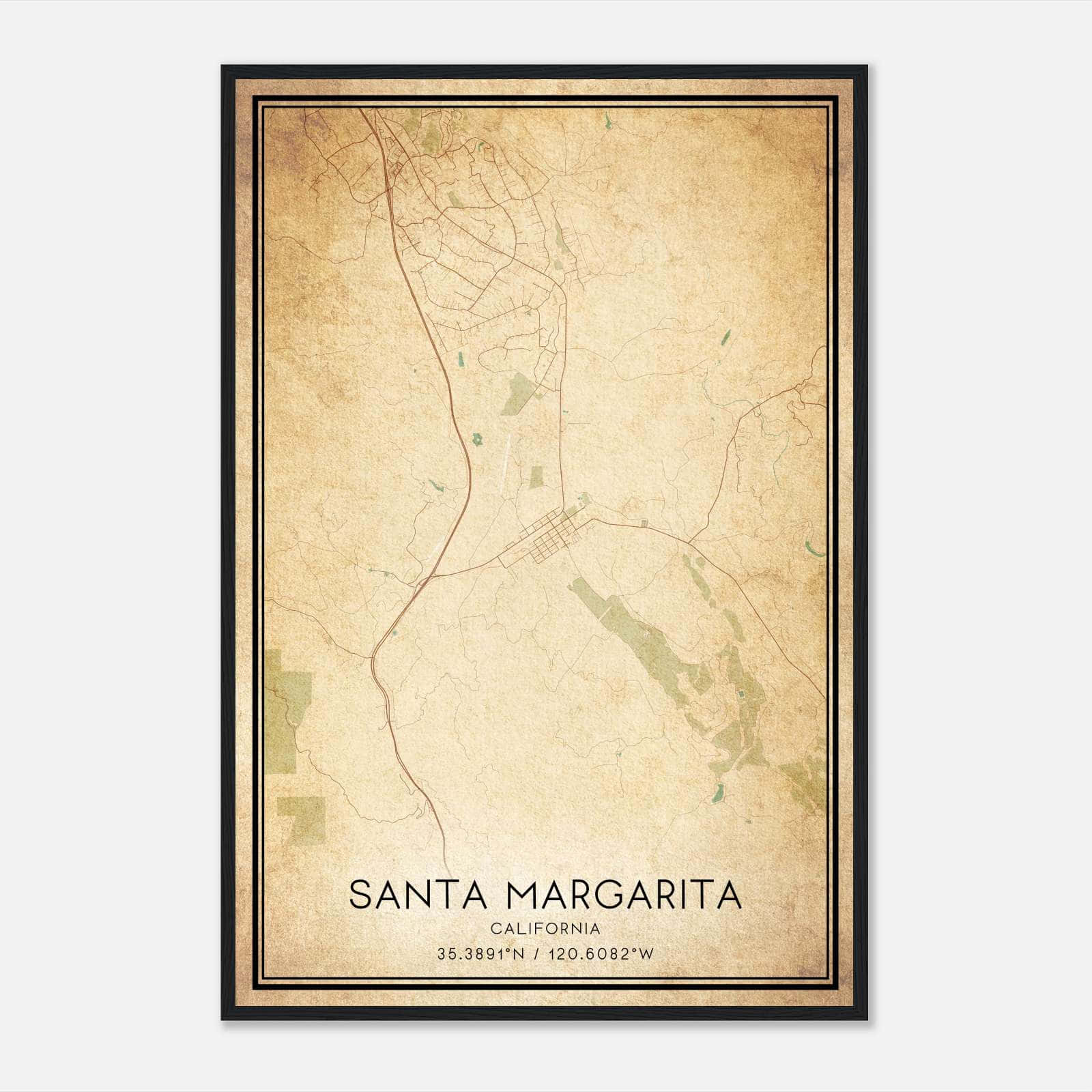 Vintage Santa Margarita California Map Poster, Santa Margarita CA City Road Wall Art Print Vintage Santa Margarita California Map Poster, Santa Margarita CA City Road Wall Art Print