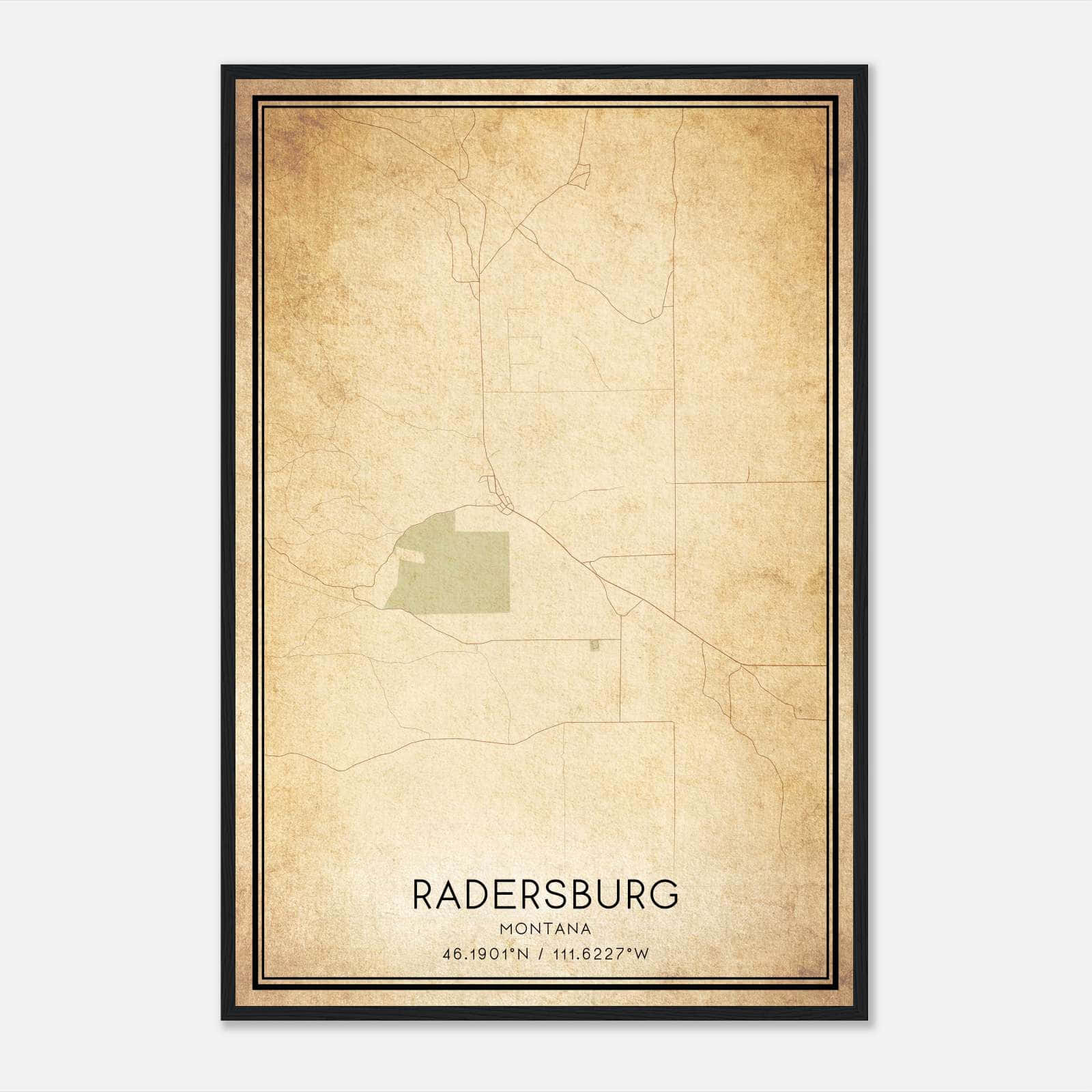 Vintage Radersburg Montana Map Poster, Radersburg MT City Road Wall Art Print Vintage Radersburg Montana Map Poster, Radersburg MT City Road Wall Art Print