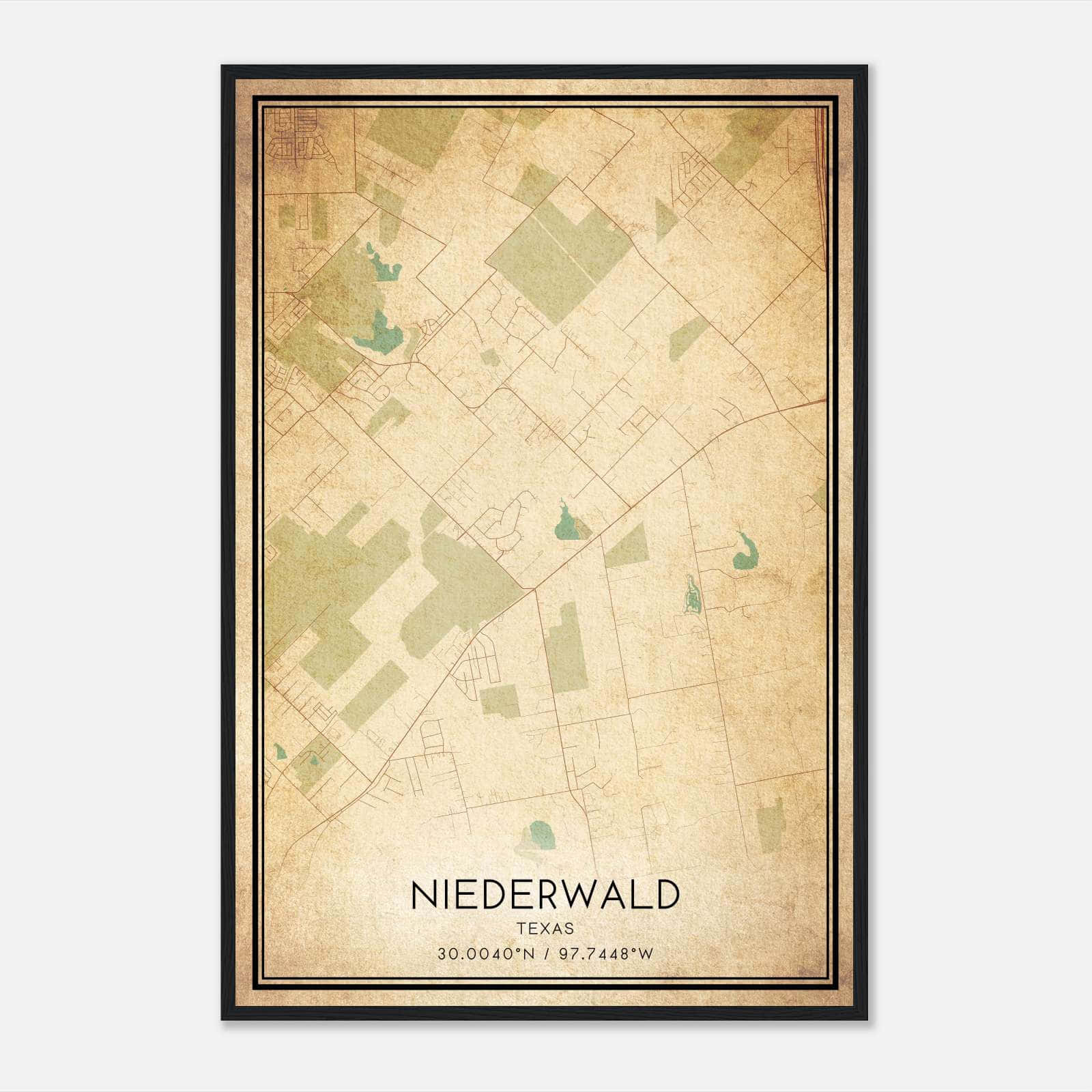 Vintage Niederwald Texas Map Poster, Niederwald TX City Road Wall Art Print Vintage Niederwald Texas Map Poster, Niederwald TX City Road Wall Art Print