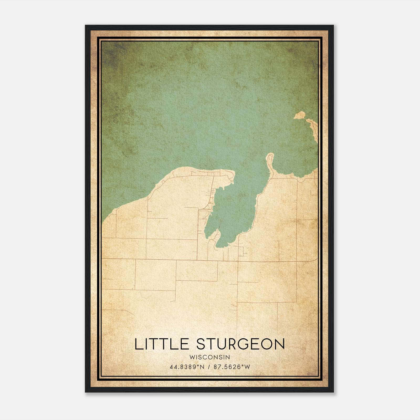 Vintage Little Sturgeon Wisconsin Map Poster, Little Sturgeon WI City Road Wall Art Print Vintage Little Sturgeon Wisconsin Map Poster, Little Sturgeon WI City Road Wall Art Print