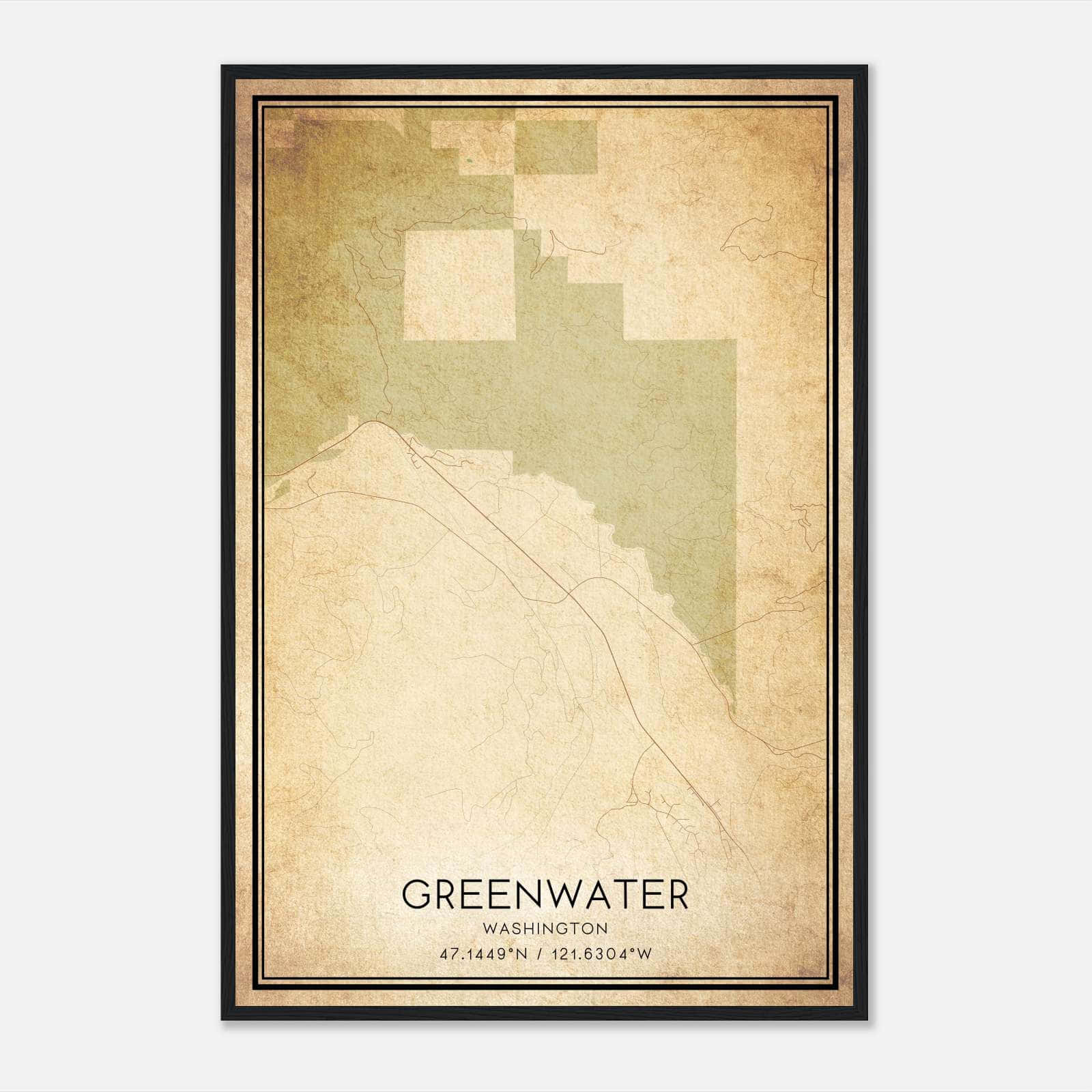 Vintage Greenwater Washington Map Poster, Greenwater WA City Road Wall Art Print Vintage Greenwater Washington Map Poster, Greenwater WA City Road Wall Art Print