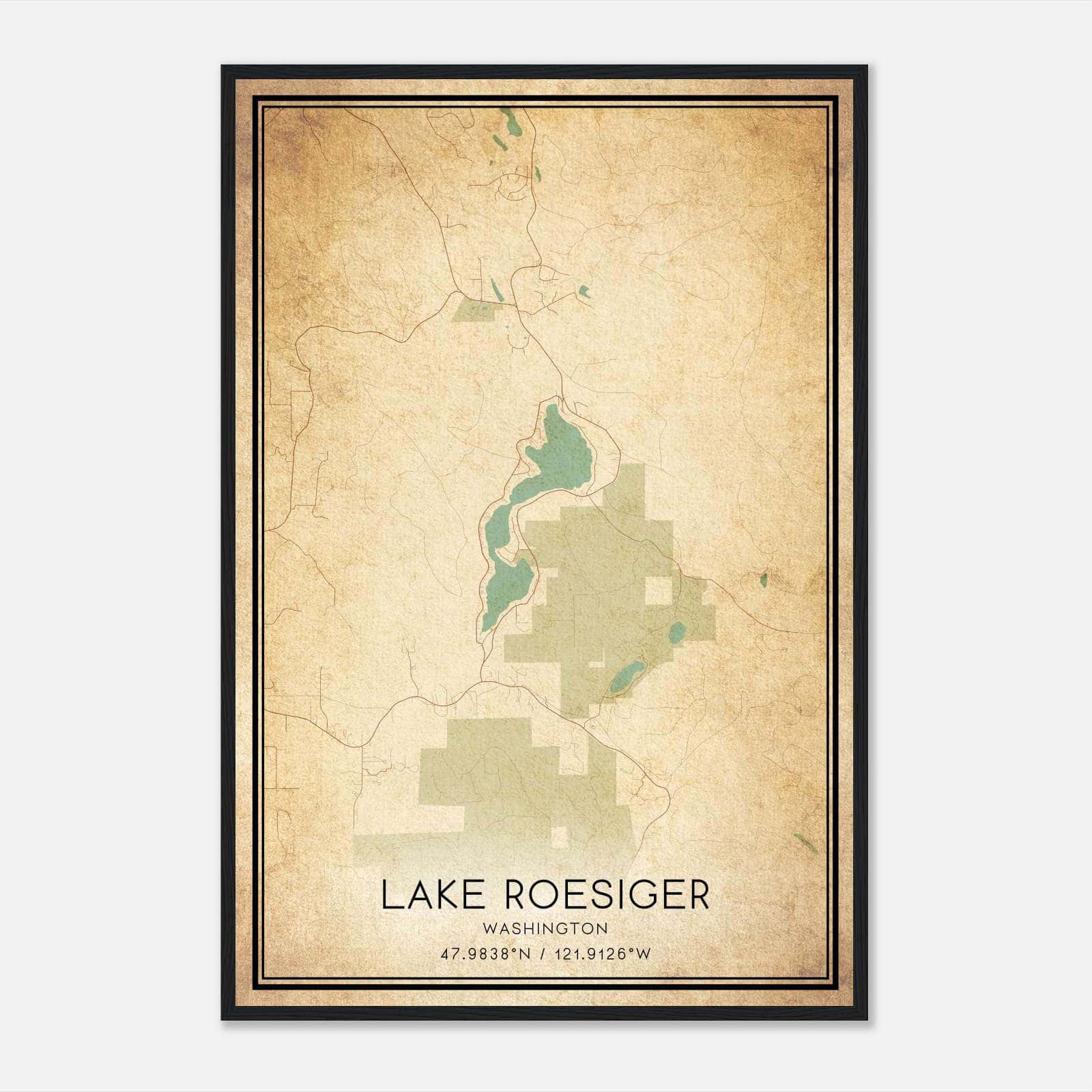Vintage Lake Roesiger Washington Map Poster, Lake Roesiger WA City Road Wall Art Print Vintage Lake Roesiger Washington Map Poster, Lake Roesiger WA City Road Wall Art Print