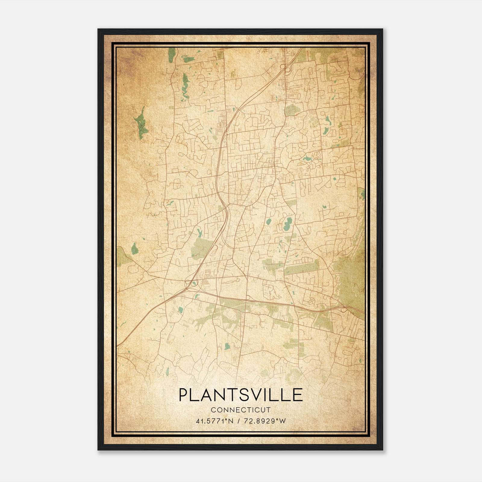 Vintage Plantsville Connecticut Map Poster, Plantsville CT City Road Wall Art Print Vintage Plantsville Connecticut Map Poster, Plantsville CT City Road Wall Art Print