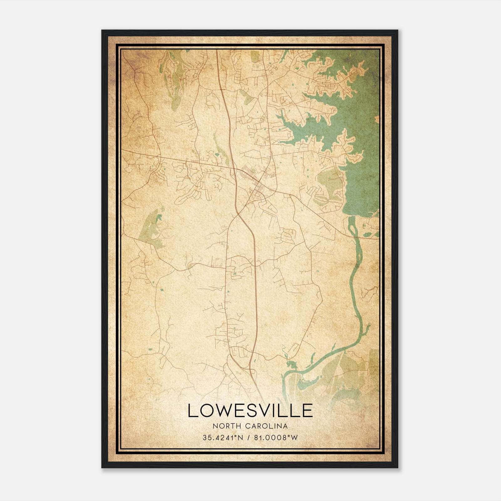 Vintage Lowesville North Carolina Map Poster, Lowesville NC City Road Wall Art Print Vintage Lowesville North Carolina Map Poster, Lowesville NC City Road Wall Art Print