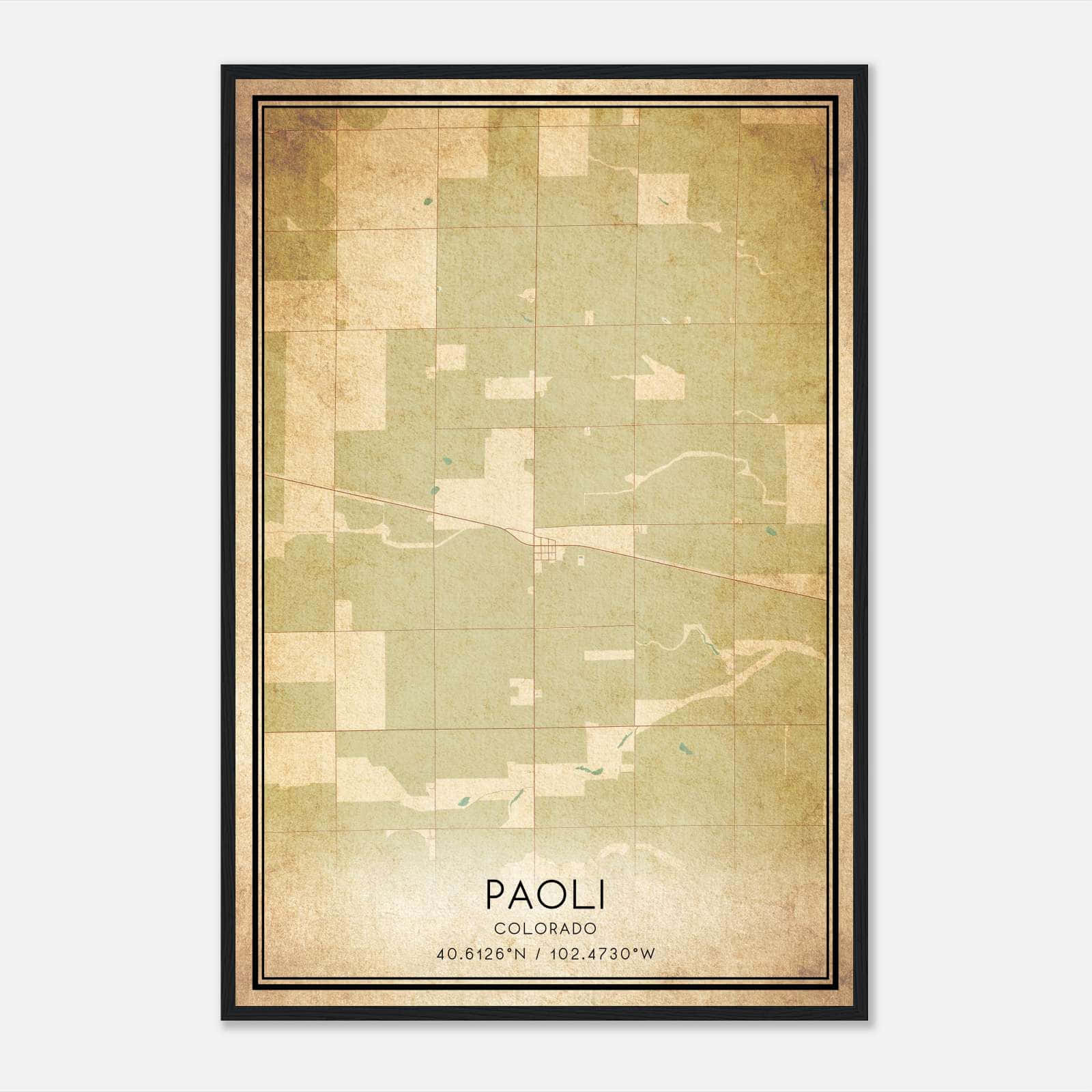 Vintage Paoli Colorado Map Poster, Paoli CO City Road Wall Art Print Vintage Paoli Colorado Map Poster, Paoli CO City Road Wall Art Print