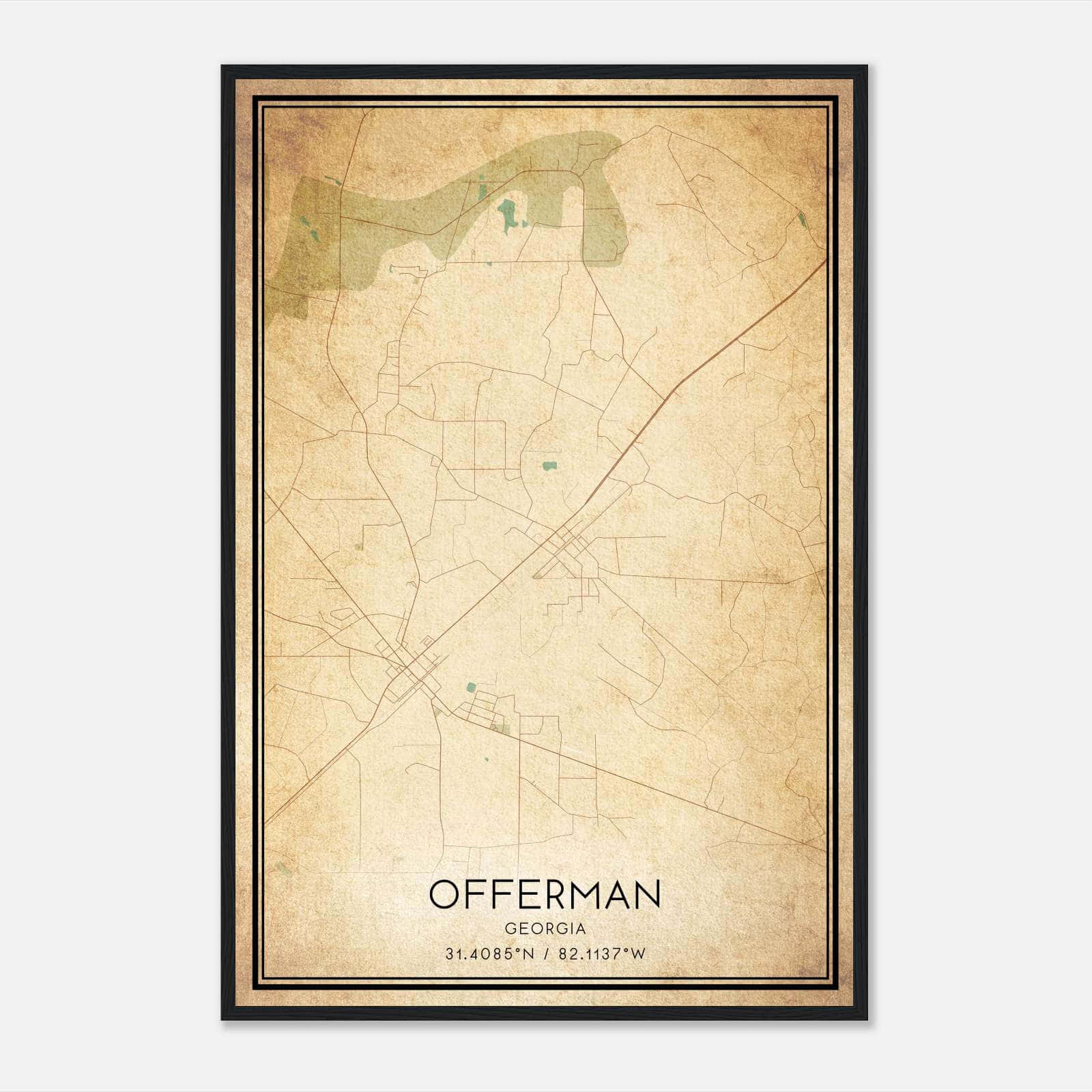 Vintage Offerman Georgia Map Poster, Offerman GA City Road Wall Art Print Vintage Offerman Georgia Map Poster, Offerman GA City Road Wall Art Print
