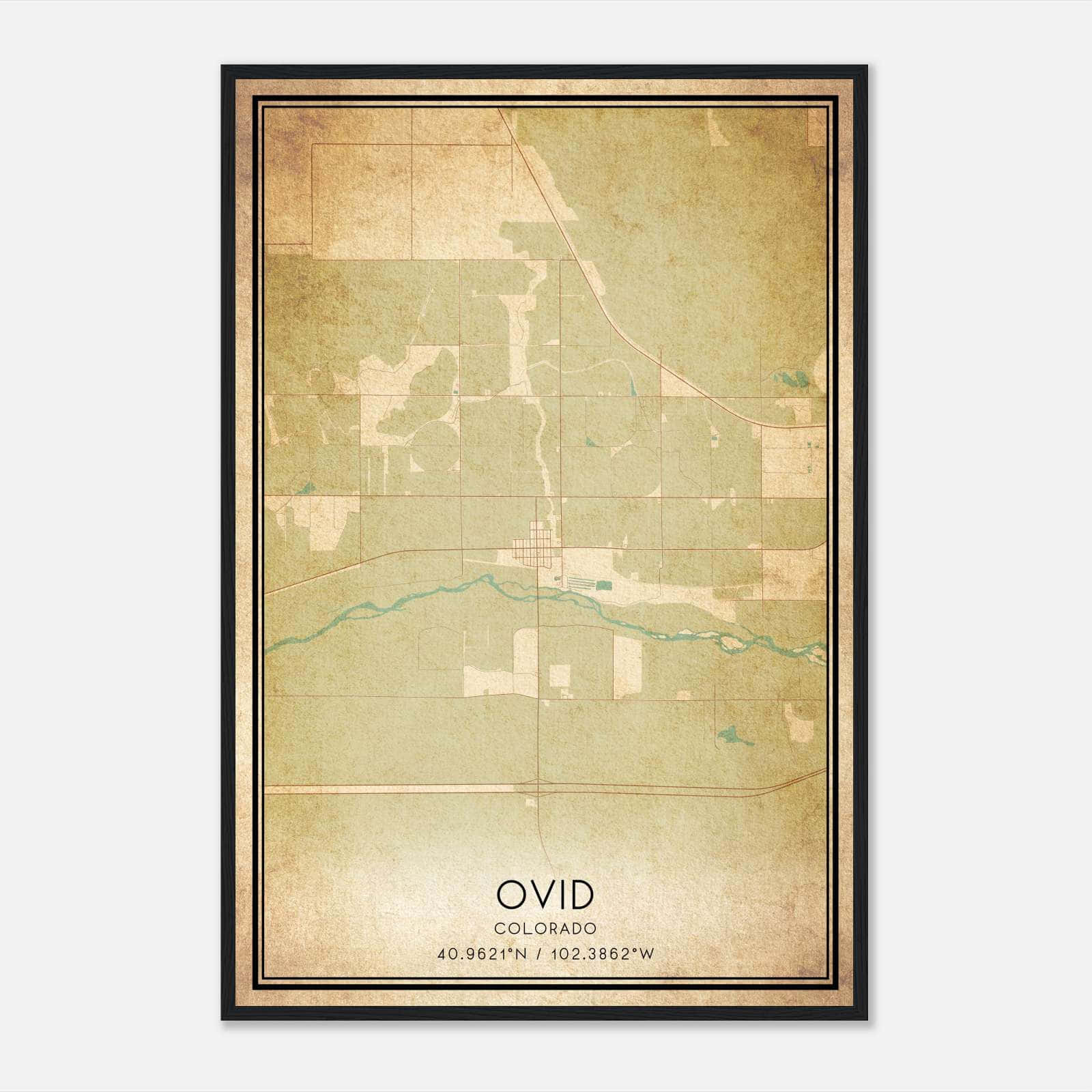 Vintage Ovid Colorado Map Poster, Ovid CO City Road Wall Art Print Vintage Ovid Colorado Map Poster, Ovid CO City Road Wall Art Print