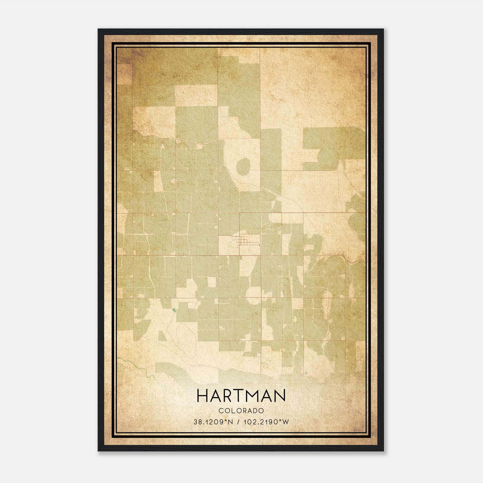 Vintage Hartman Colorado Map Poster, Hartman CO City Road Wall Art Print Vintage Hartman Colorado Map Poster, Hartman CO City Road Wall Art Print