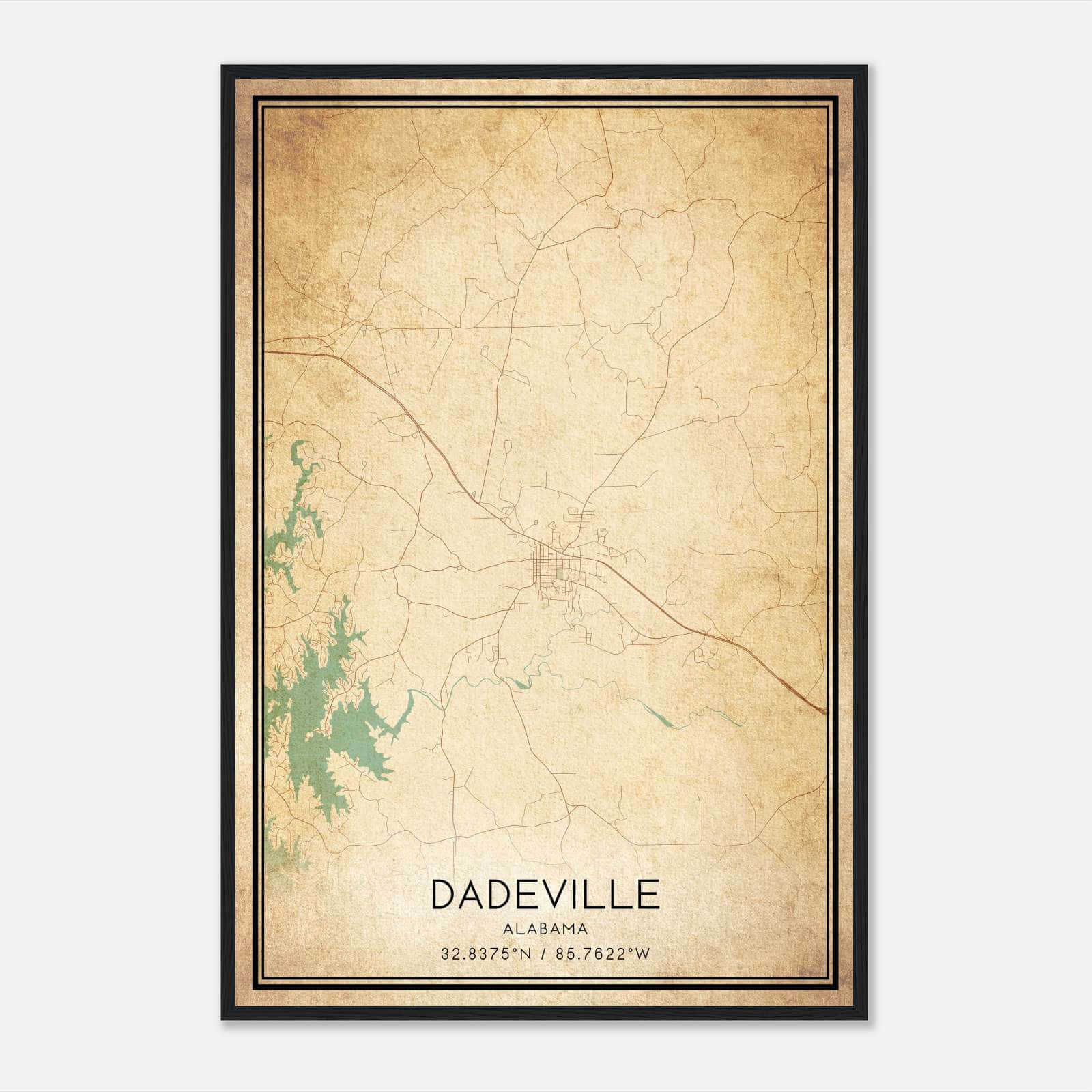 Vintage Dadeville Alabama Map Poster, Dadeville AL City Road Wall Art Print Vintage Dadeville Alabama Map Poster, Dadeville AL City Road Wall Art Print