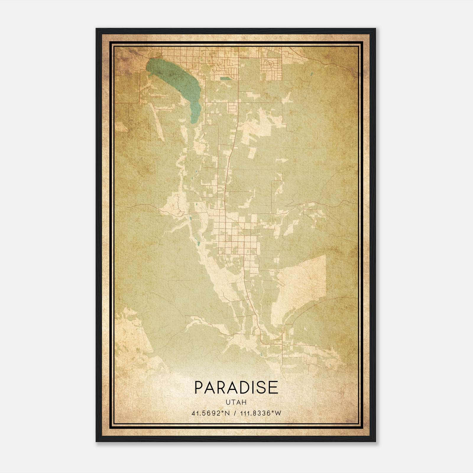 Vintage Paradise Utah Map Poster, Paradise UT City Road Wall Art Print Vintage Paradise Utah Map Poster, Paradise UT City Road Wall Art Print