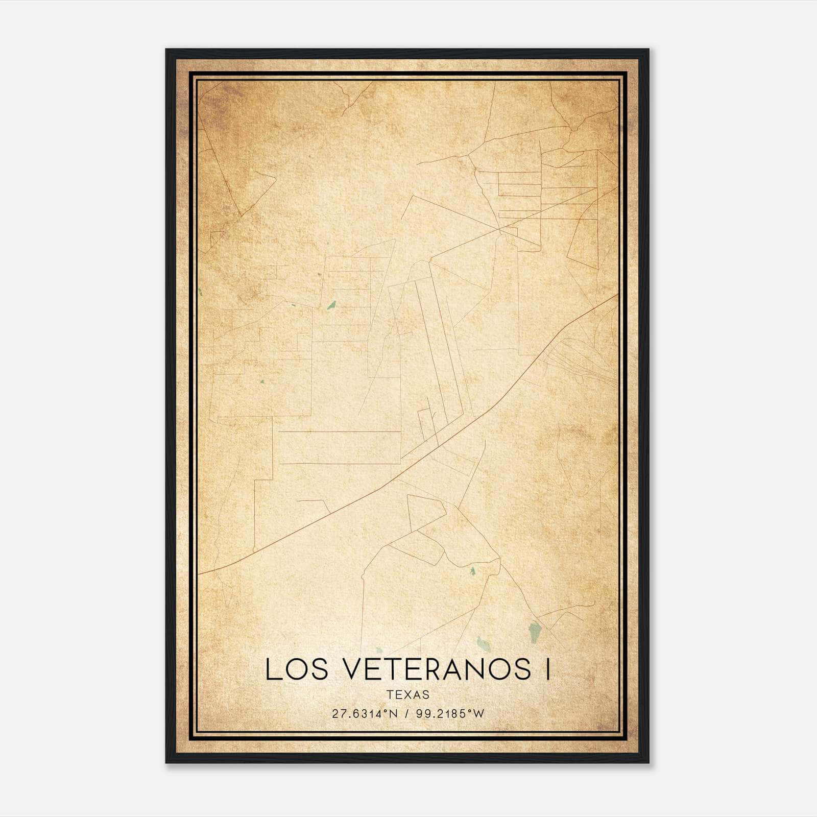 Vintage Los Veteranos I Texas Map Poster, Los Veteranos I TX City Road Wall Art Print Vintage Los Veteranos I Texas Map Poster, Los Veteranos I TX City Road Wall Art Print