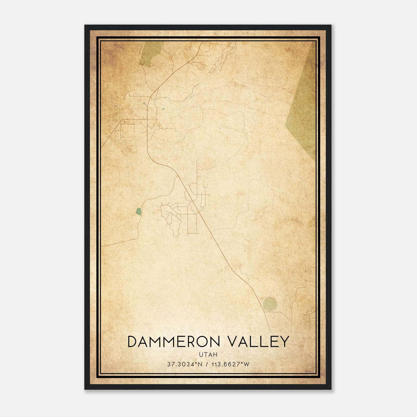 Vintage Dammeron Valley Utah Map Poster, Dammeron Valley UT City Road Wall Art Print Vintage Dammeron Valley Utah Map Poster, Dammeron Valley UT City Road Wall Art Print