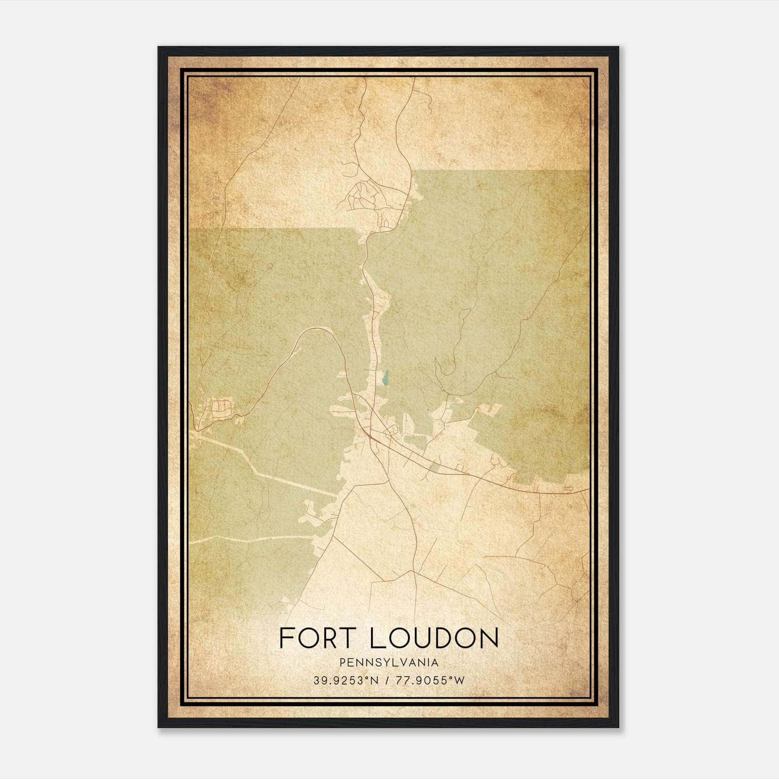 Vintage Fort Loudon Pennsylvania Map Poster, Fort Loudon PA City Road Wall Art Print Vintage Fort Loudon Pennsylvania Map Poster, Fort Loudon PA City Road Wall Art Print