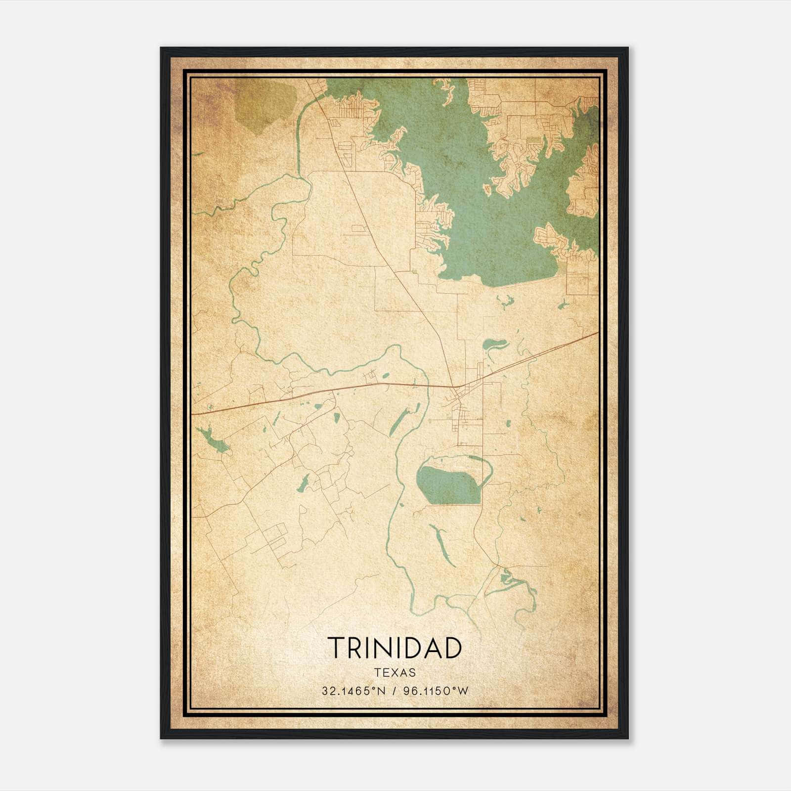 Vintage Trinidad Texas Map Poster, Trinidad TX City Road Wall Art Print Vintage Trinidad Texas Map Poster, Trinidad TX City Road Wall Art Print
