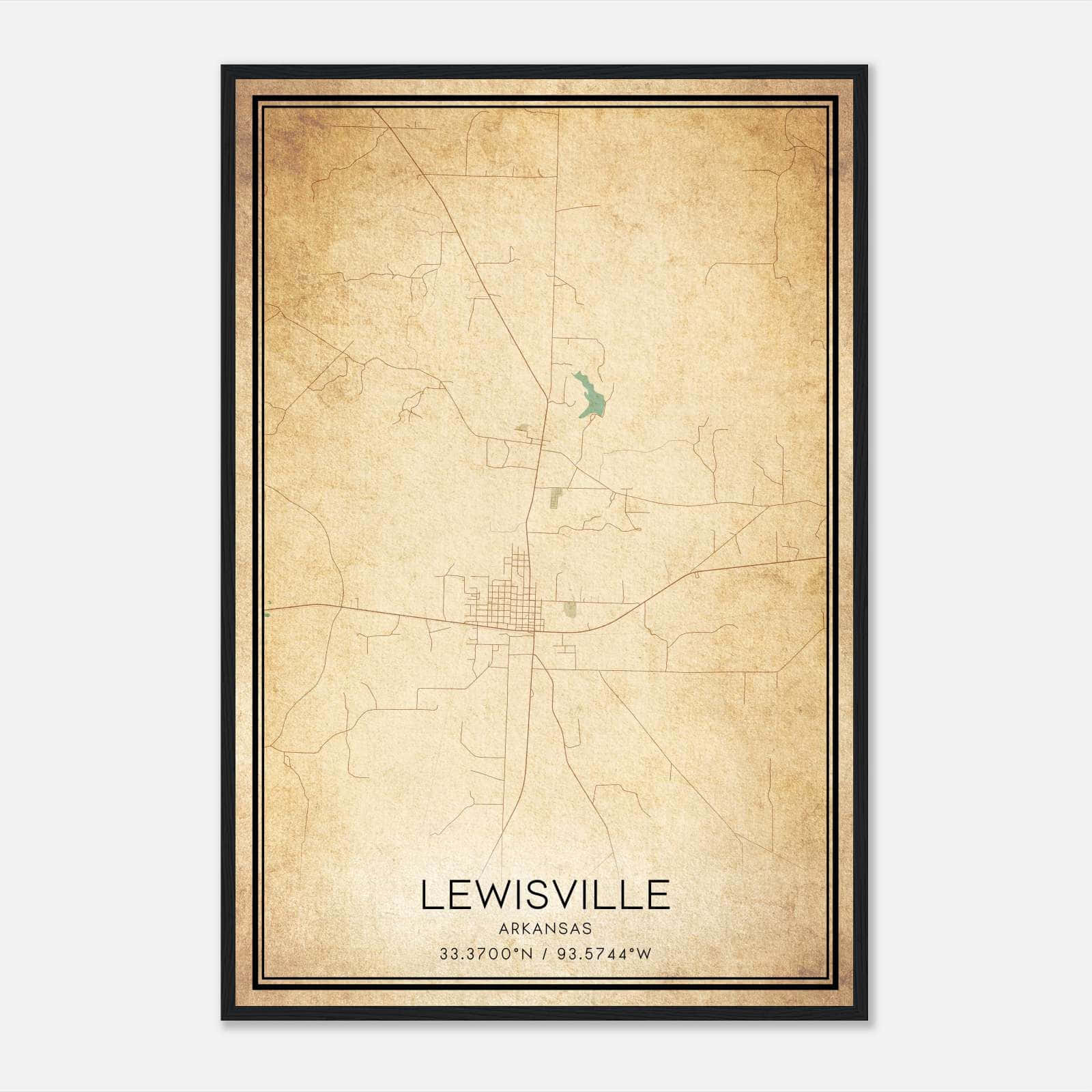 Vintage Lewisville Arkansas Map Poster, Lewisville AR City Road Wall Art Print Vintage Lewisville Arkansas Map Poster, Lewisville AR City Road Wall Art Print