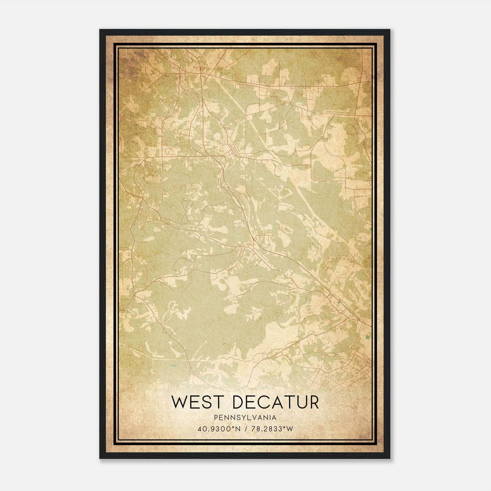 Vintage West Decatur Pennsylvania Map Poster, West Decatur PA City Road Wall Art Print Vintage West Decatur Pennsylvania Map Poster, West Decatur PA City Road Wall Art Print