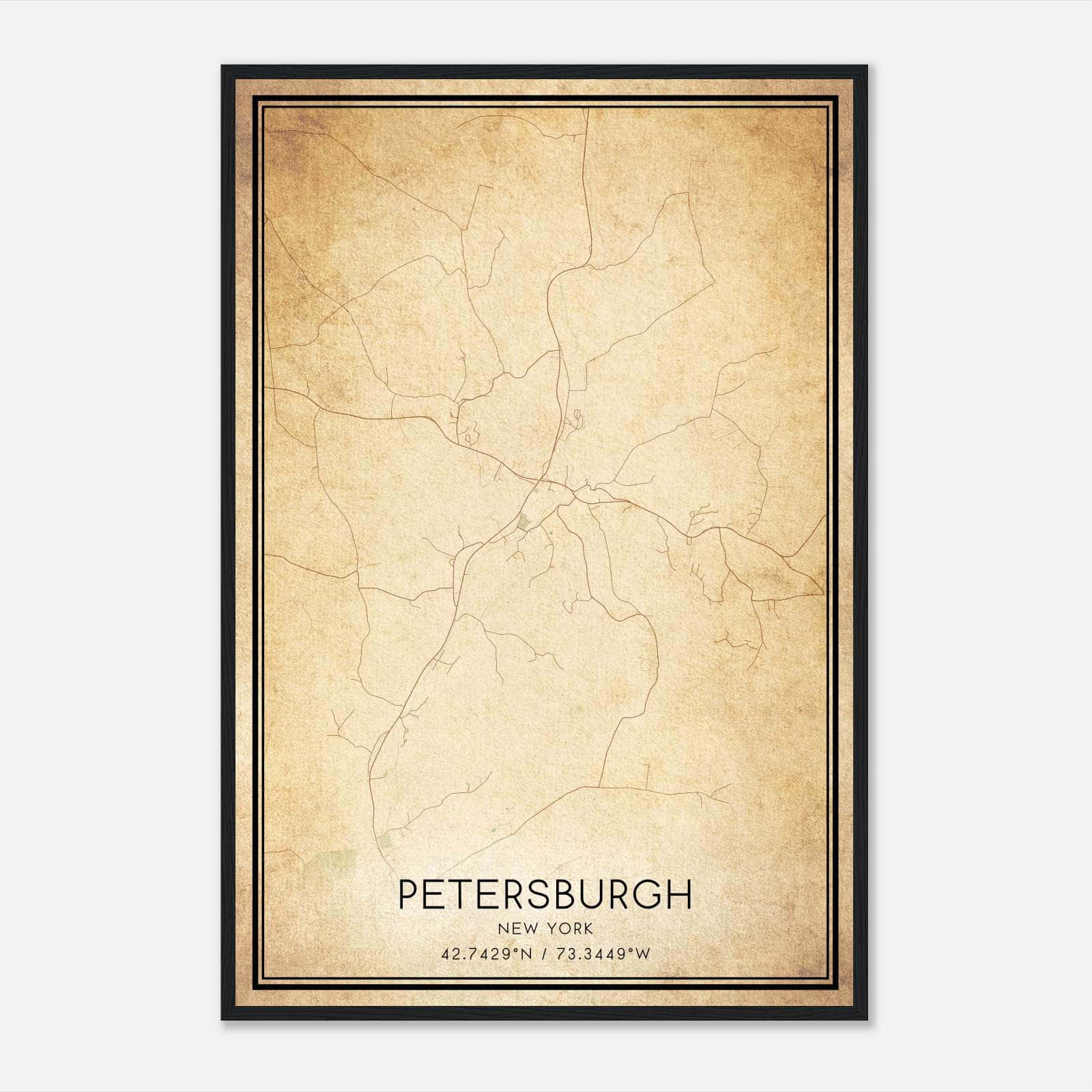 Vintage Petersburgh New York Map Poster, Petersburgh NY City Road Wall Art Print Vintage Petersburgh New York Map Poster, Petersburgh NY City Road Wall Art Print