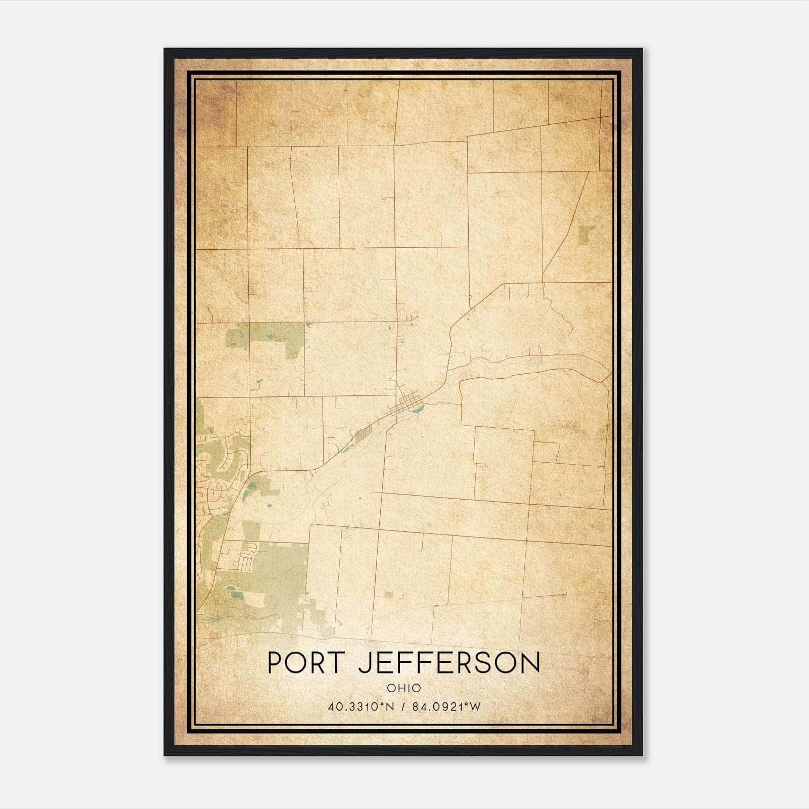 Vintage Port Jefferson Ohio Map Poster, Port Jefferson OH City Road Wall Art Print Vintage Port Jefferson Ohio Map Poster, Port Jefferson OH City Road Wall Art Print
