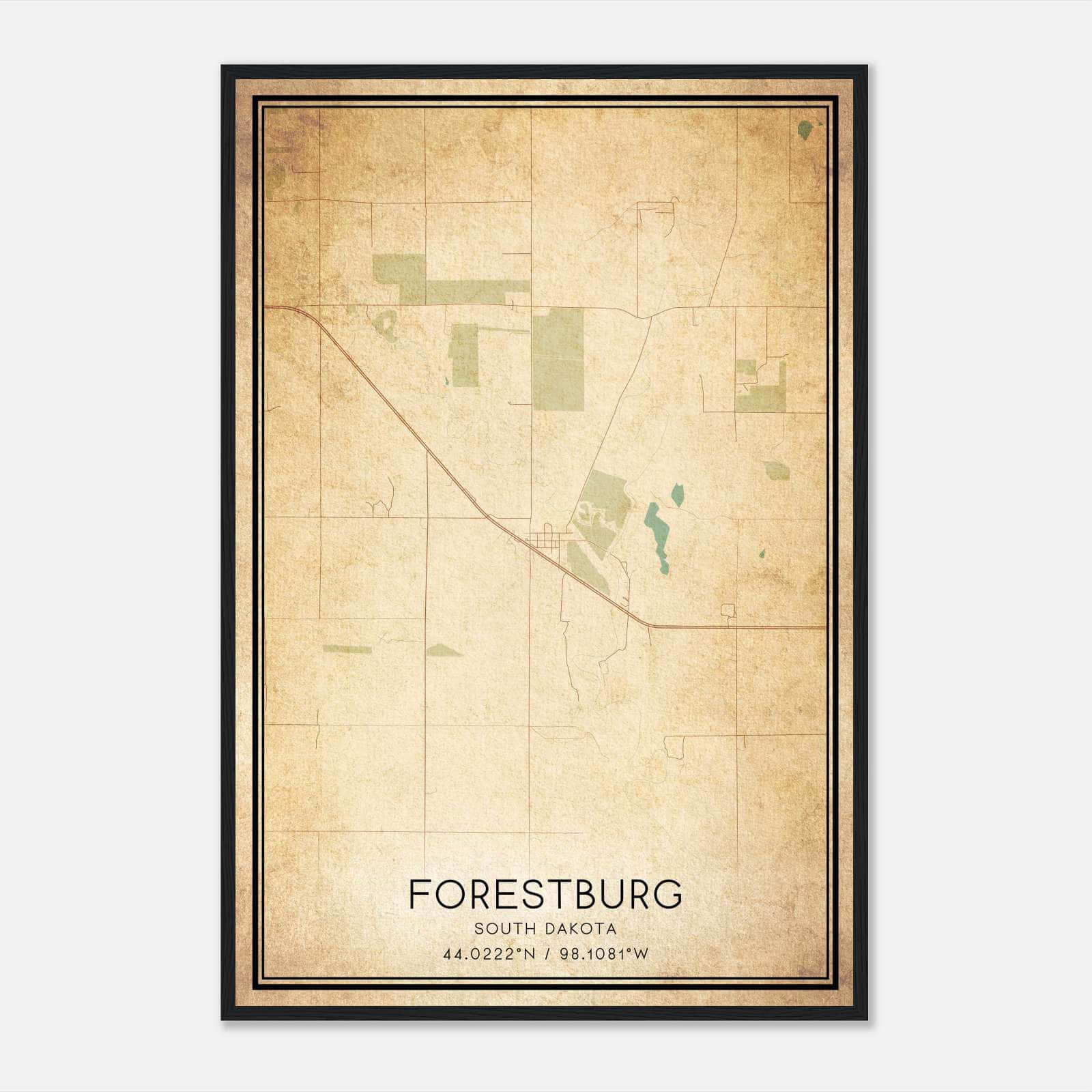 Vintage Forestburg South Dakota Map Poster, Forestburg SD City Road Wall Art Print Vintage Forestburg South Dakota Map Poster, Forestburg SD City Road Wall Art Print