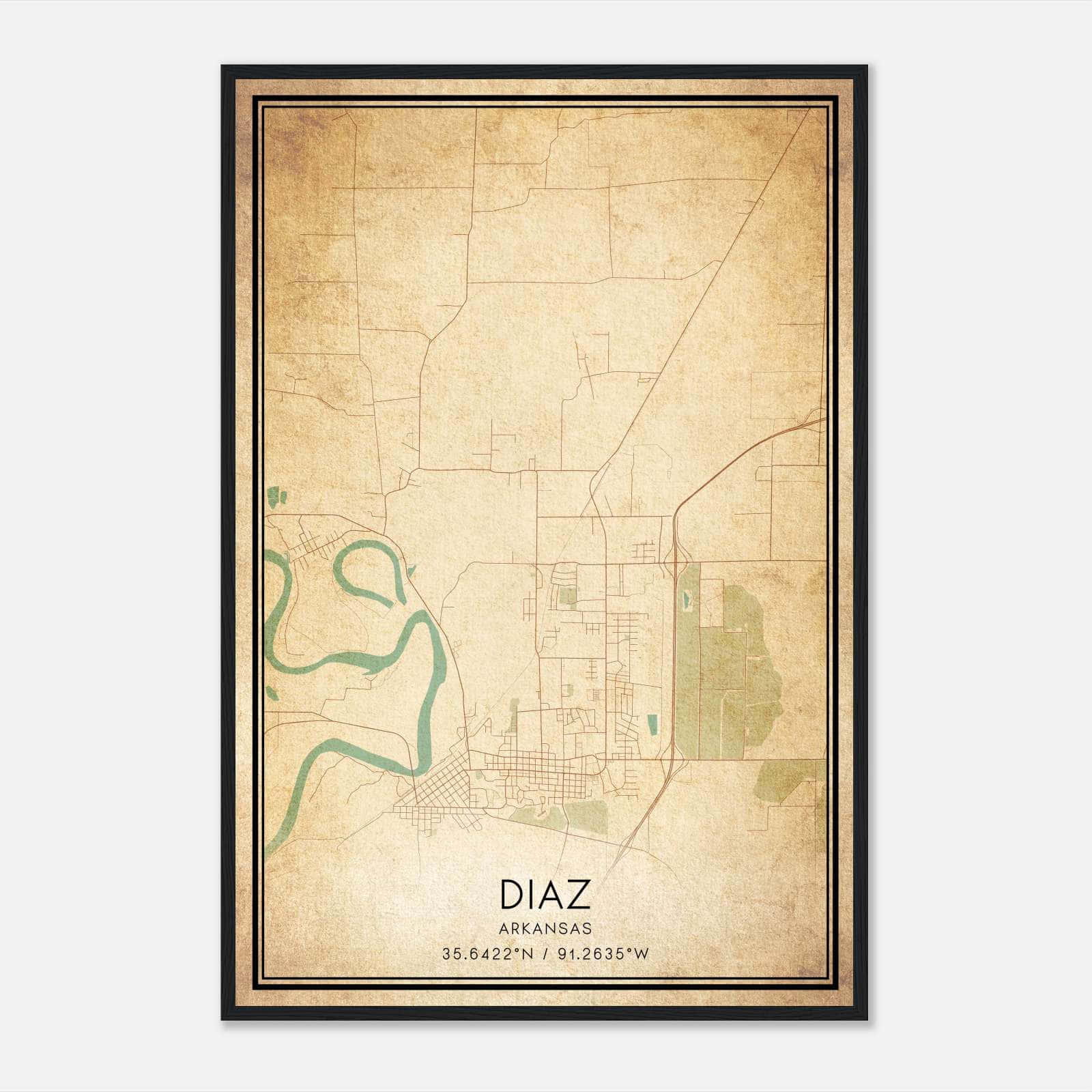 Vintage Diaz Arkansas Map Poster, Diaz AR City Road Wall Art Print Vintage Diaz Arkansas Map Poster, Diaz AR City Road Wall Art Print
