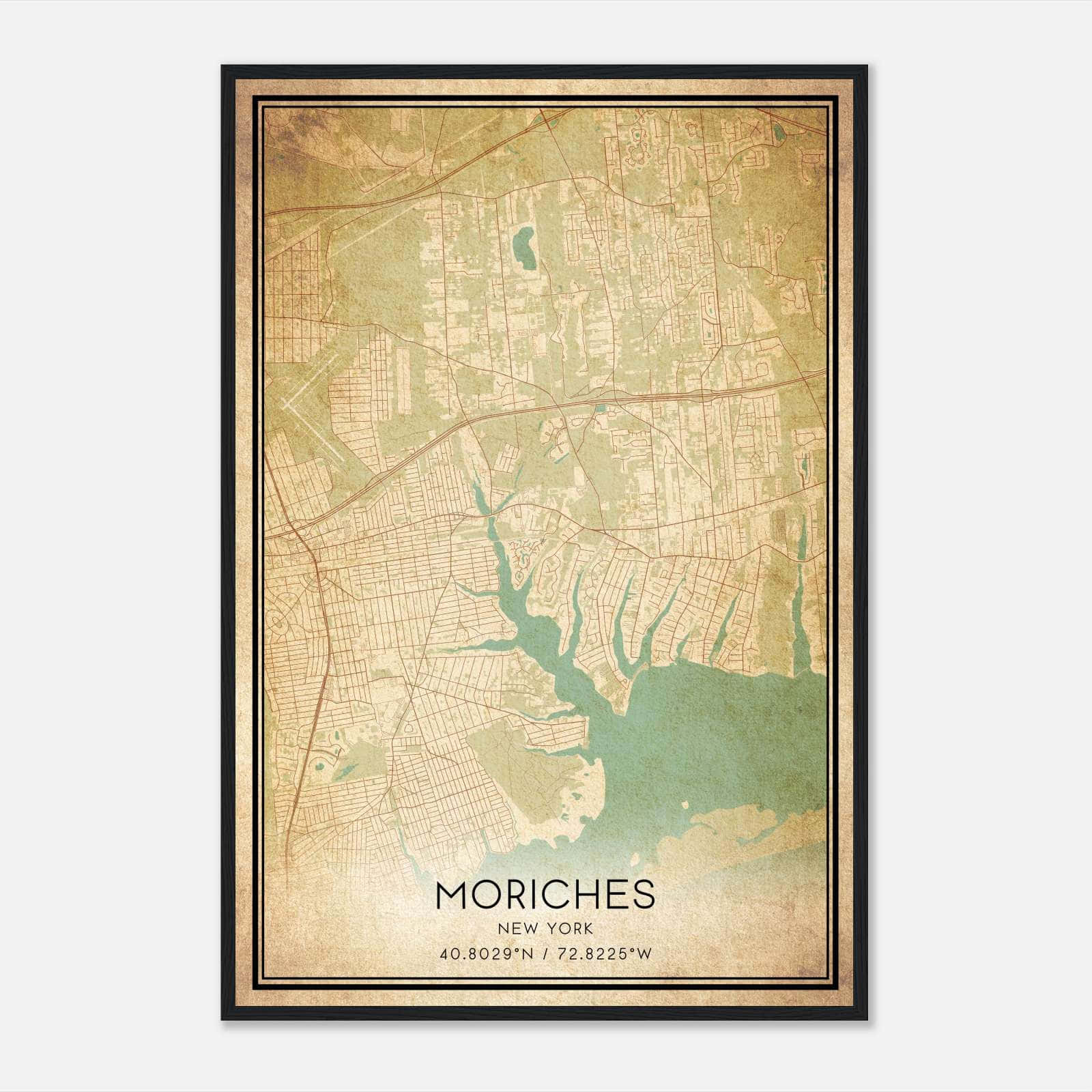 Vintage Moriches New York Map Poster, Moriches NY City Road Wall Art Print Vintage Moriches New York Map Poster, Moriches NY City Road Wall Art Print