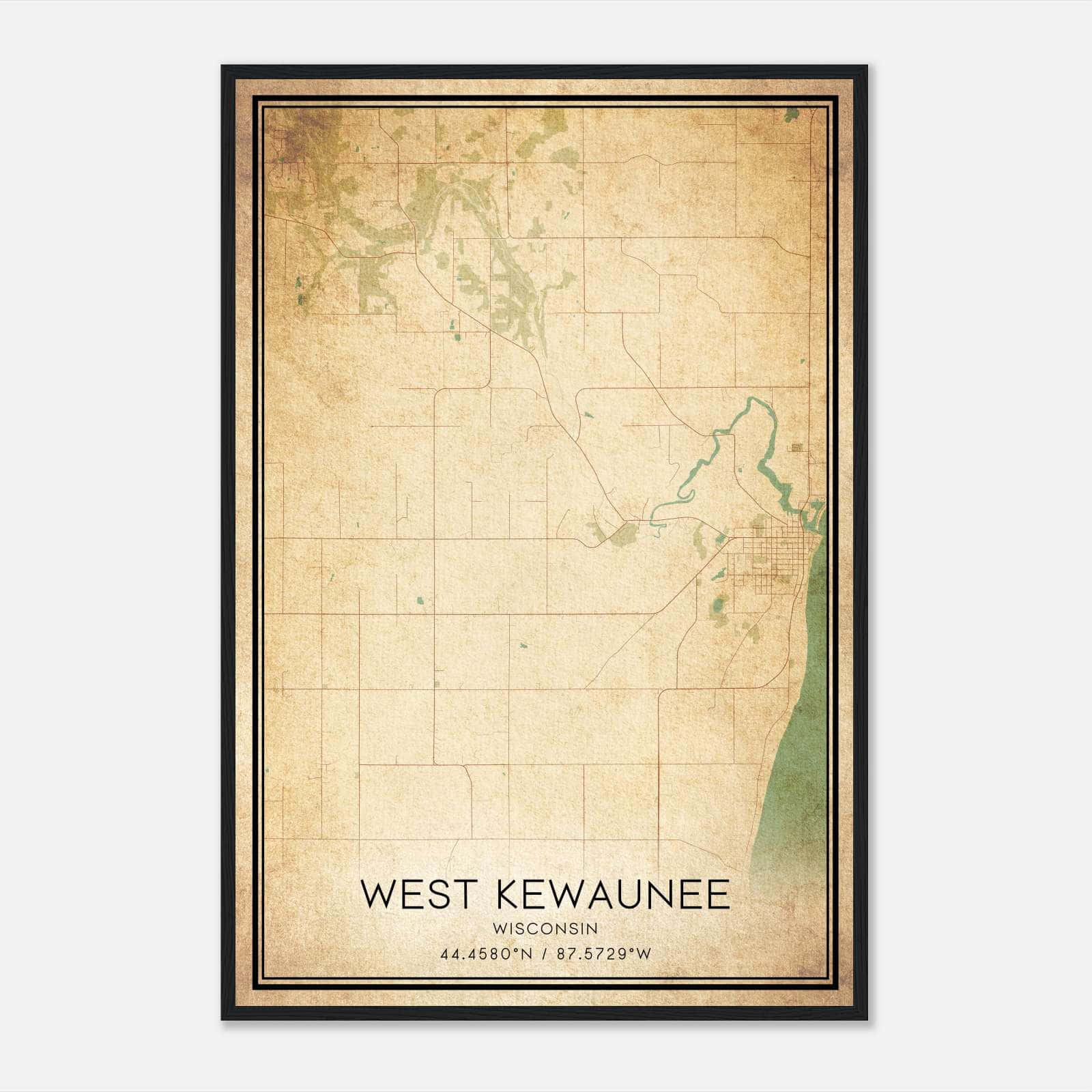 Vintage West Kewaunee Wisconsin Map Poster, West Kewaunee WI City Road Wall Art Print Vintage West Kewaunee Wisconsin Map Poster, West Kewaunee WI City Road Wall Art Print