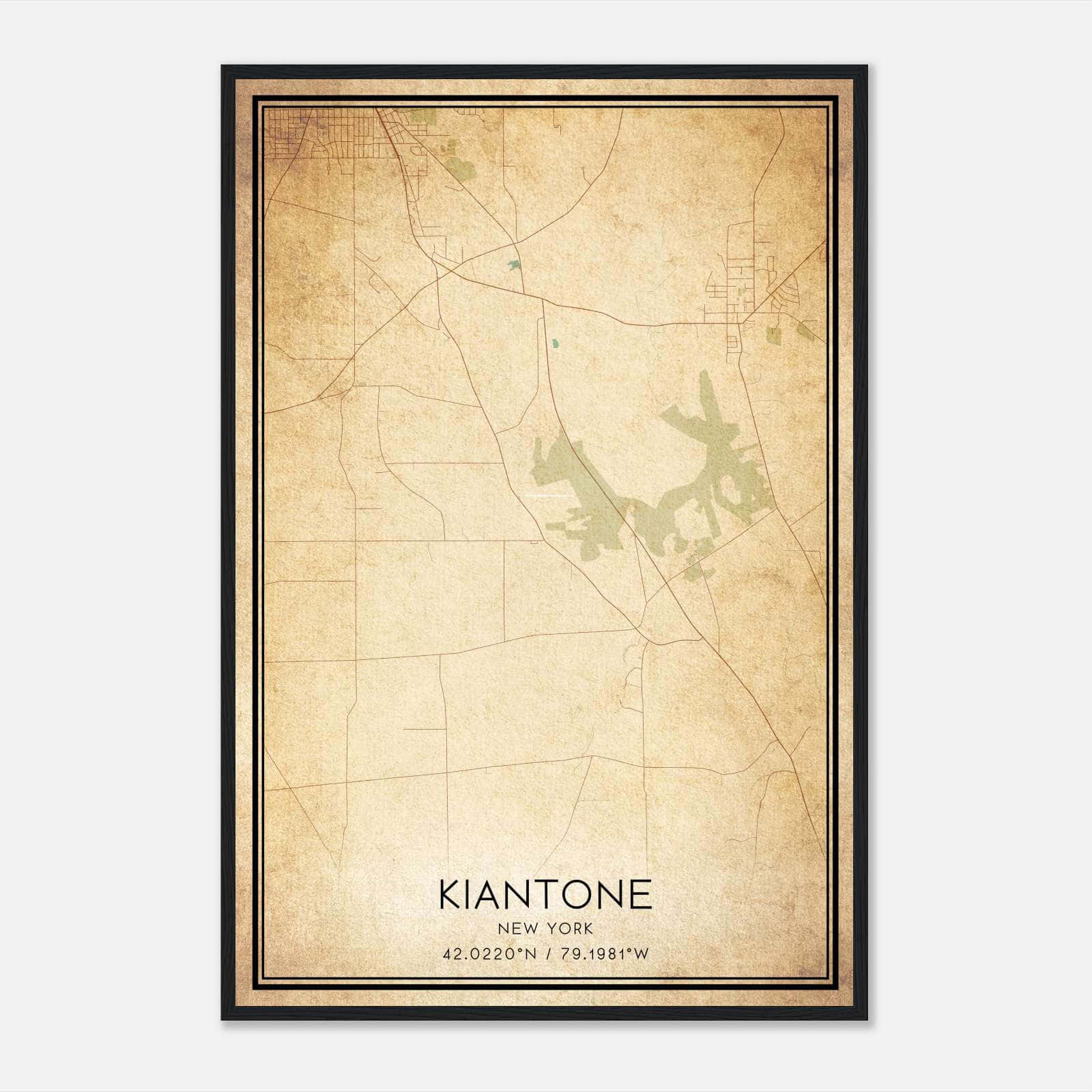 Vintage Kiantone New York Map Poster, Kiantone NY City Road Wall Art Print Vintage Kiantone New York Map Poster, Kiantone NY City Road Wall Art Print