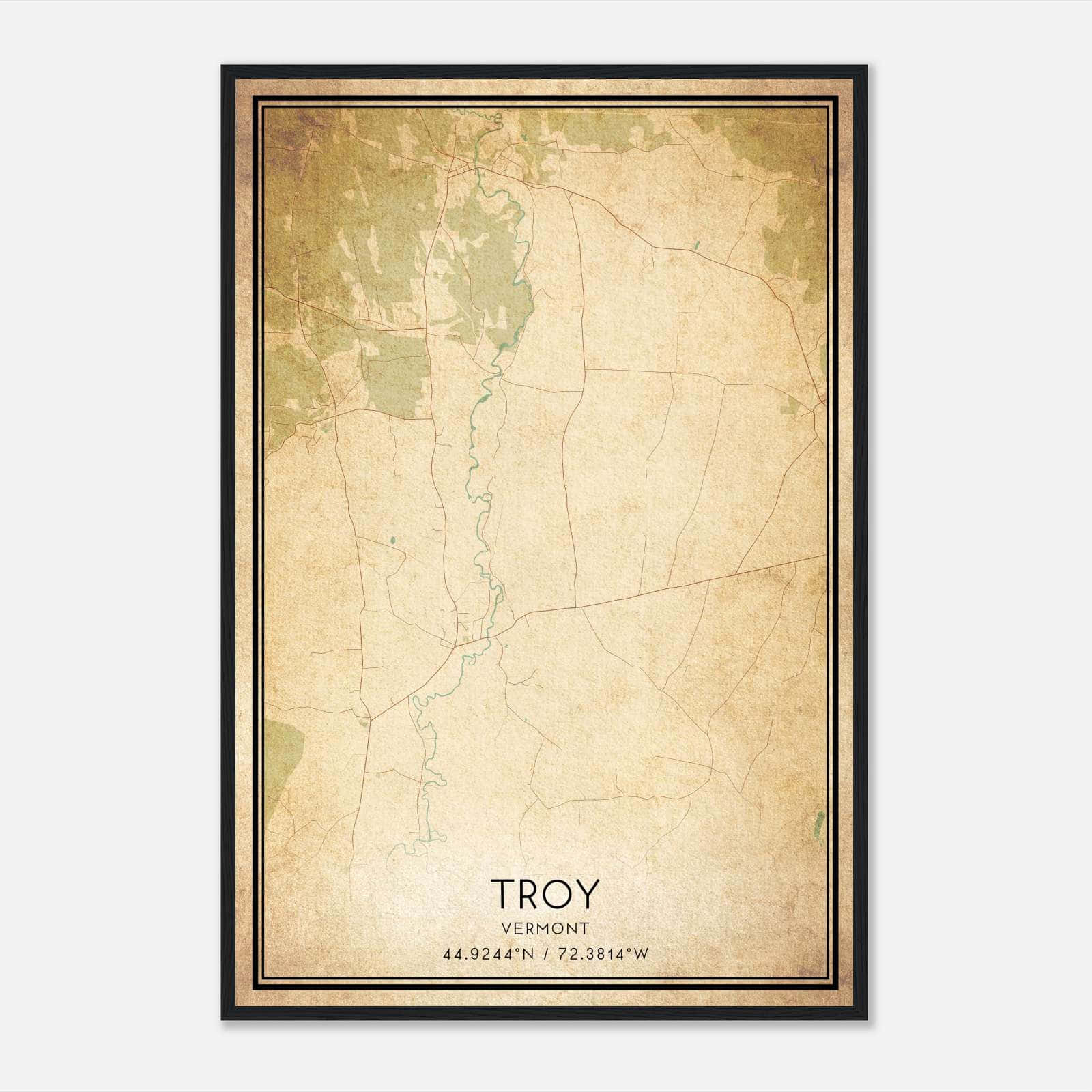 Vintage Troy Vermont Map Poster, Troy VT City Road Wall Art Print Vintage Troy Vermont Map Poster, Troy VT City Road Wall Art Print