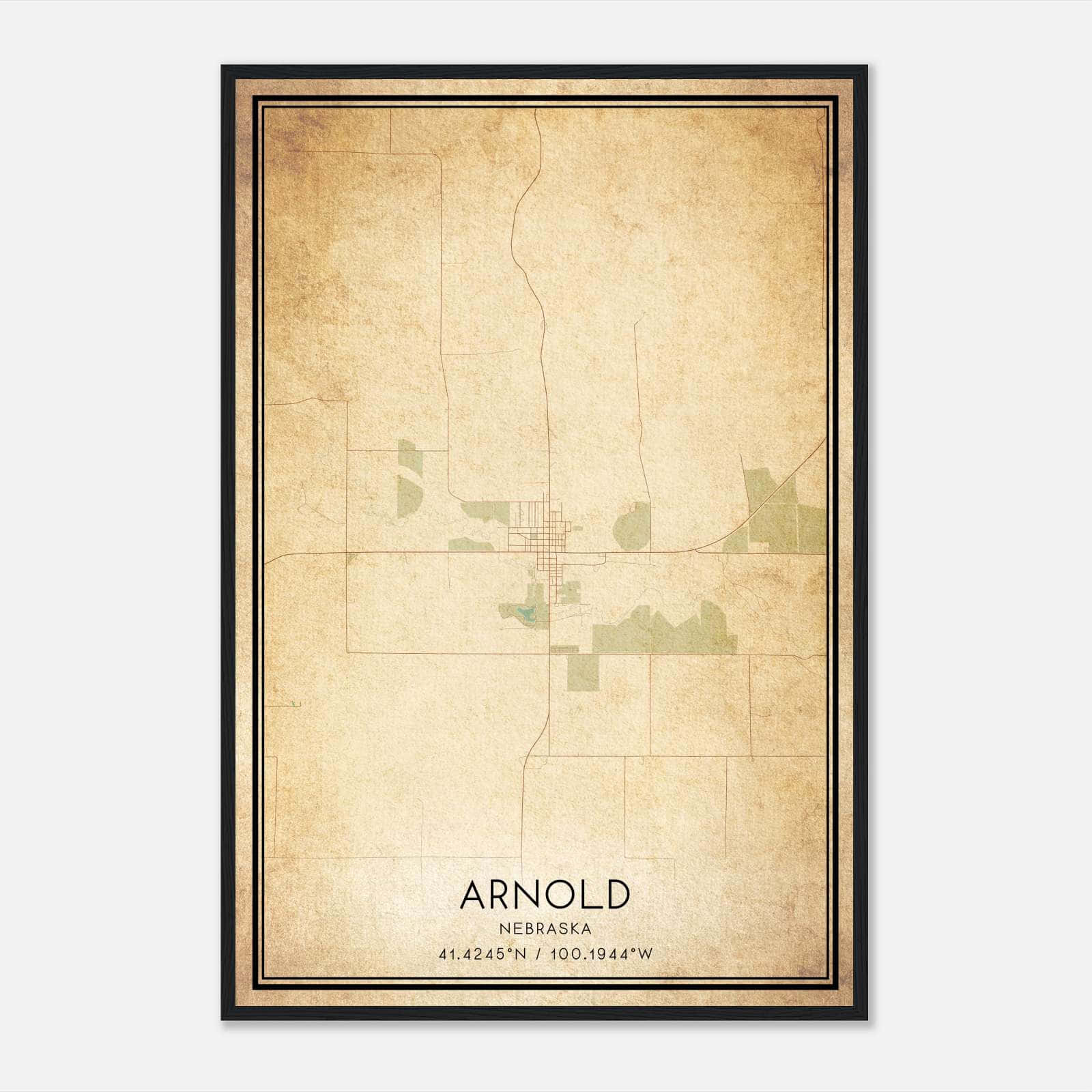 Vintage Arnold Nebraska Map Poster, Arnold NE City Road Wall Art Print Vintage Arnold Nebraska Map Poster, Arnold NE City Road Wall Art Print