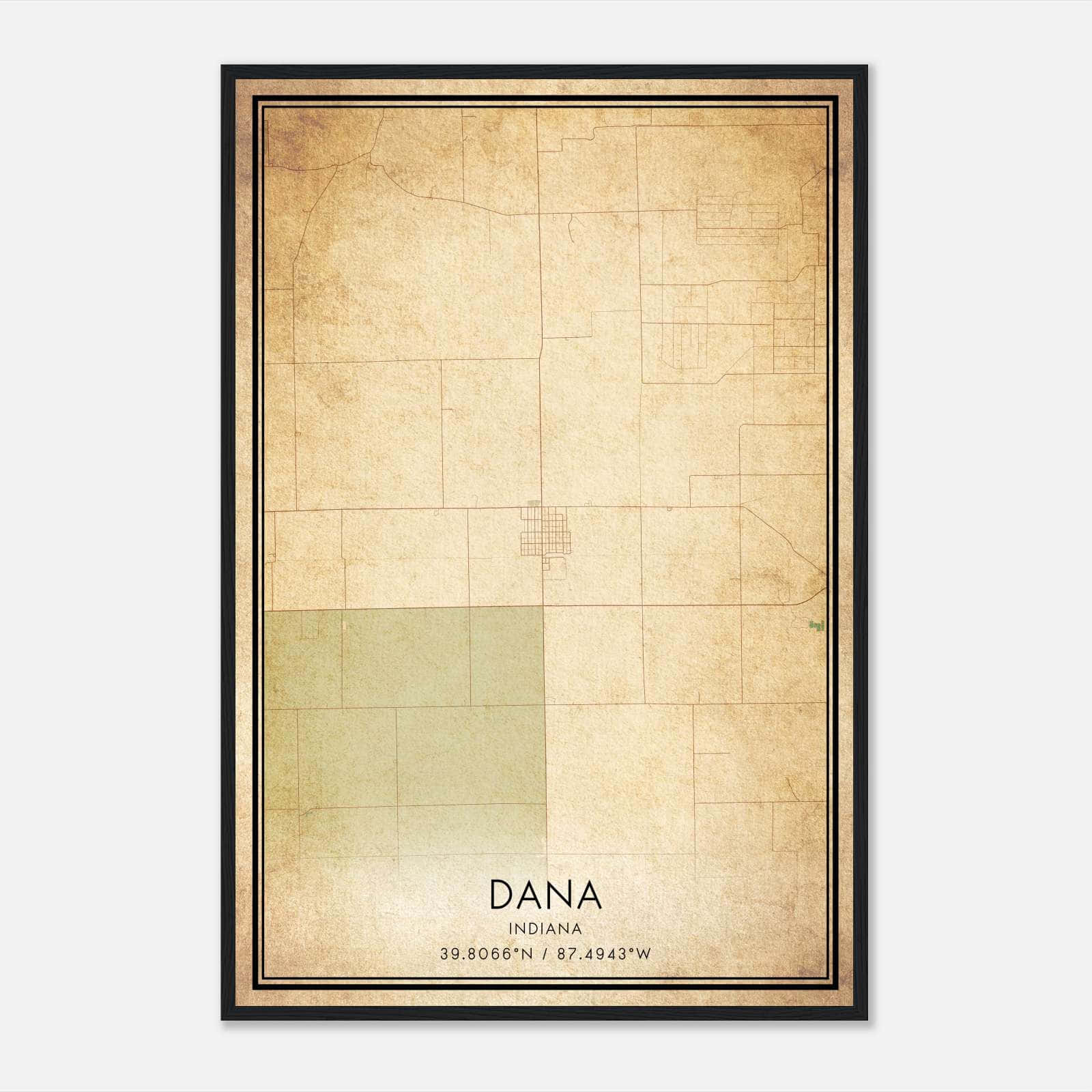 Vintage Dana Indiana Map Poster, Dana IN City Road Wall Art Print Vintage Dana Indiana Map Poster, Dana IN City Road Wall Art Print