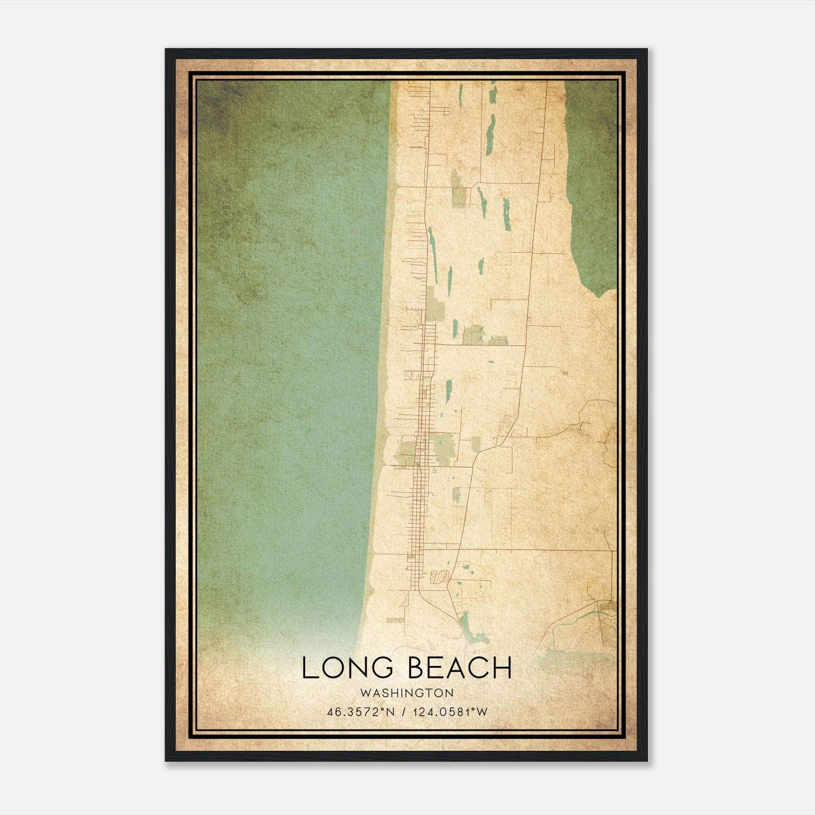Vintage Long Beach Washington Map Poster, Long Beach WA City Road Wall Art Print Vintage Long Beach Washington Map Poster, Long Beach WA City Road Wall Art Print
