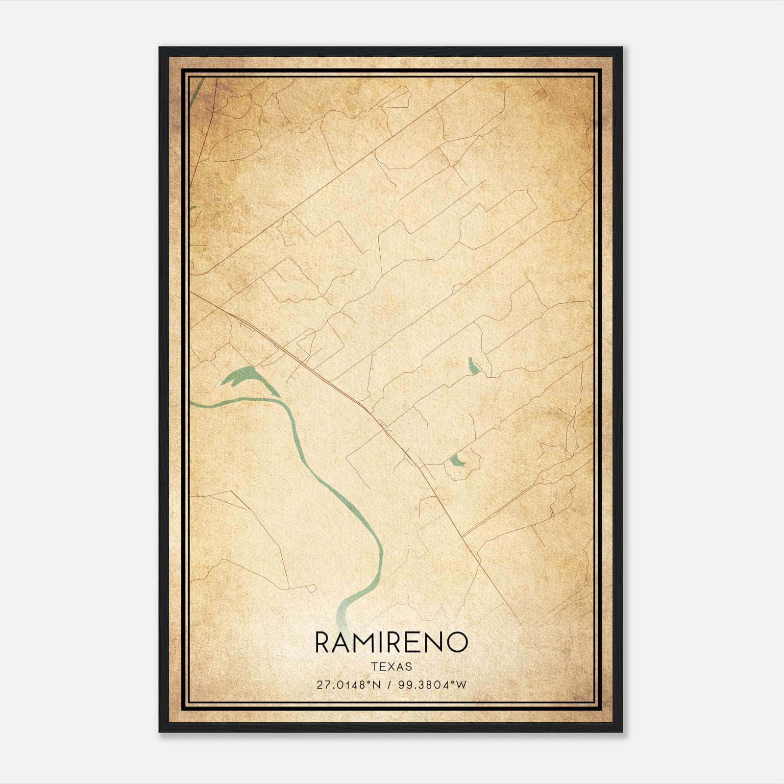 Vintage Ramireno Texas Map Poster, Ramireno TX City Road Wall Art Print Vintage Ramireno Texas Map Poster, Ramireno TX City Road Wall Art Print