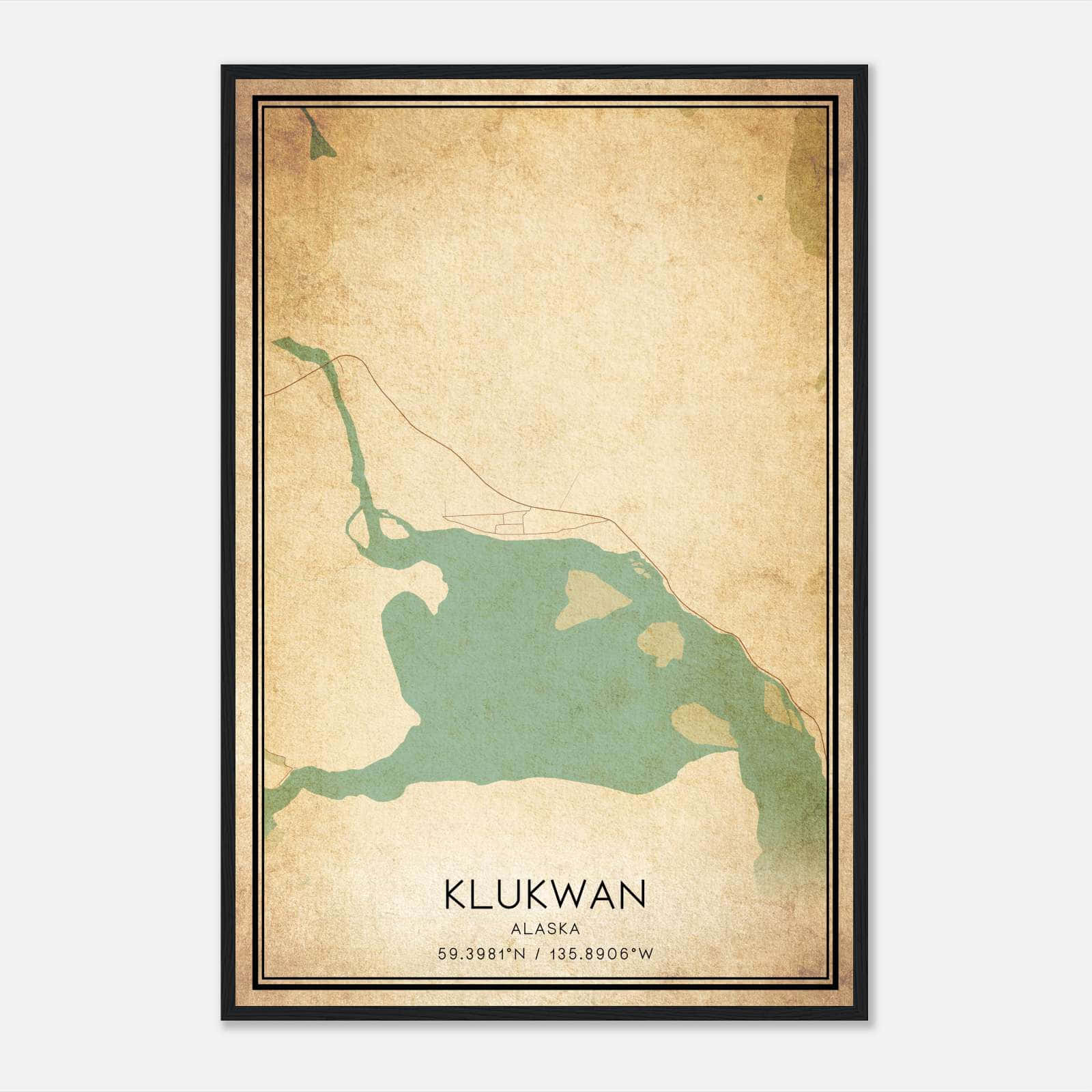 Vintage Klukwan Alaska Map Poster, Klukwan AK City Road Wall Art Print Vintage Klukwan Alaska Map Poster, Klukwan AK City Road Wall Art Print
