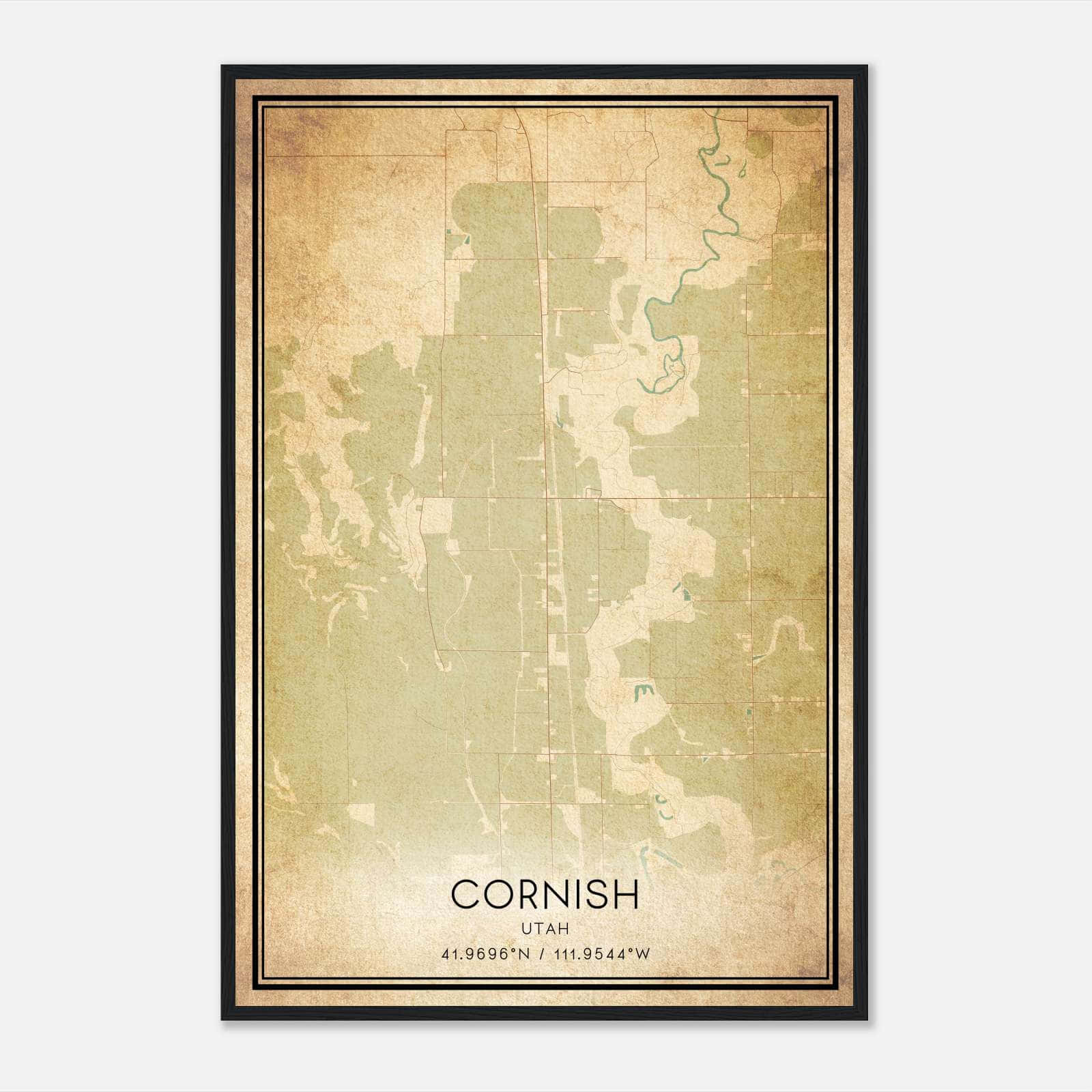 Vintage Cornish Utah Map Poster, Cornish UT City Road Wall Art Print Vintage Cornish Utah Map Poster, Cornish UT City Road Wall Art Print