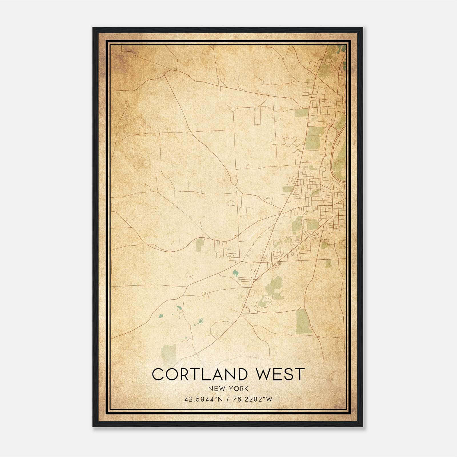 Vintage Cortland West New York Map Poster, Cortland West NY City Road Wall Art Print Vintage Cortland West New York Map Poster, Cortland West NY City Road Wall Art Print