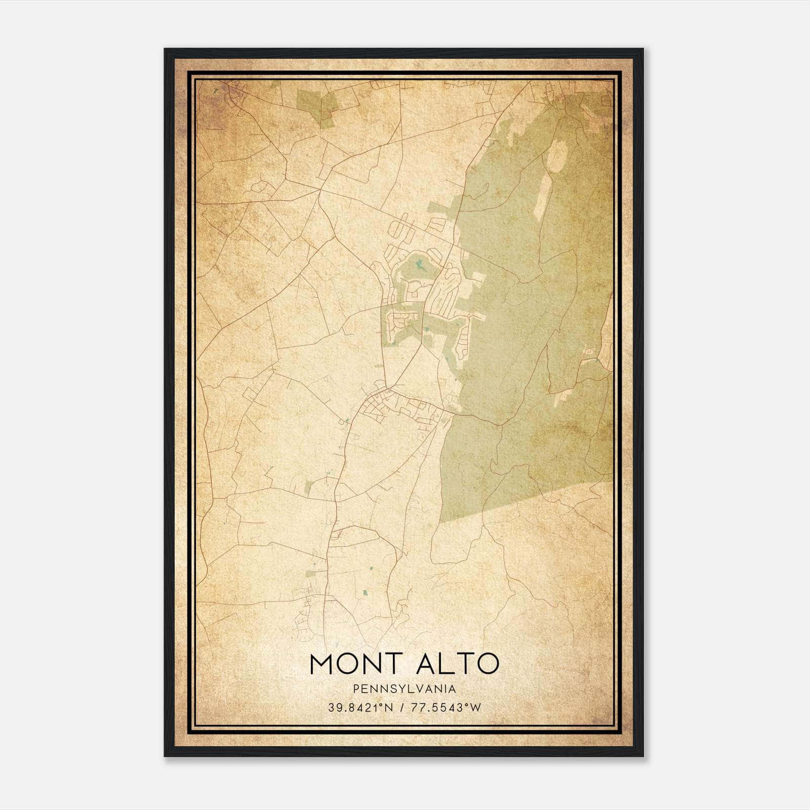 Vintage Mont Alto Pennsylvania Map Poster, Mont Alto PA City Road Wall Art Print Vintage Mont Alto Pennsylvania Map Poster, Mont Alto PA City Road Wall Art Print