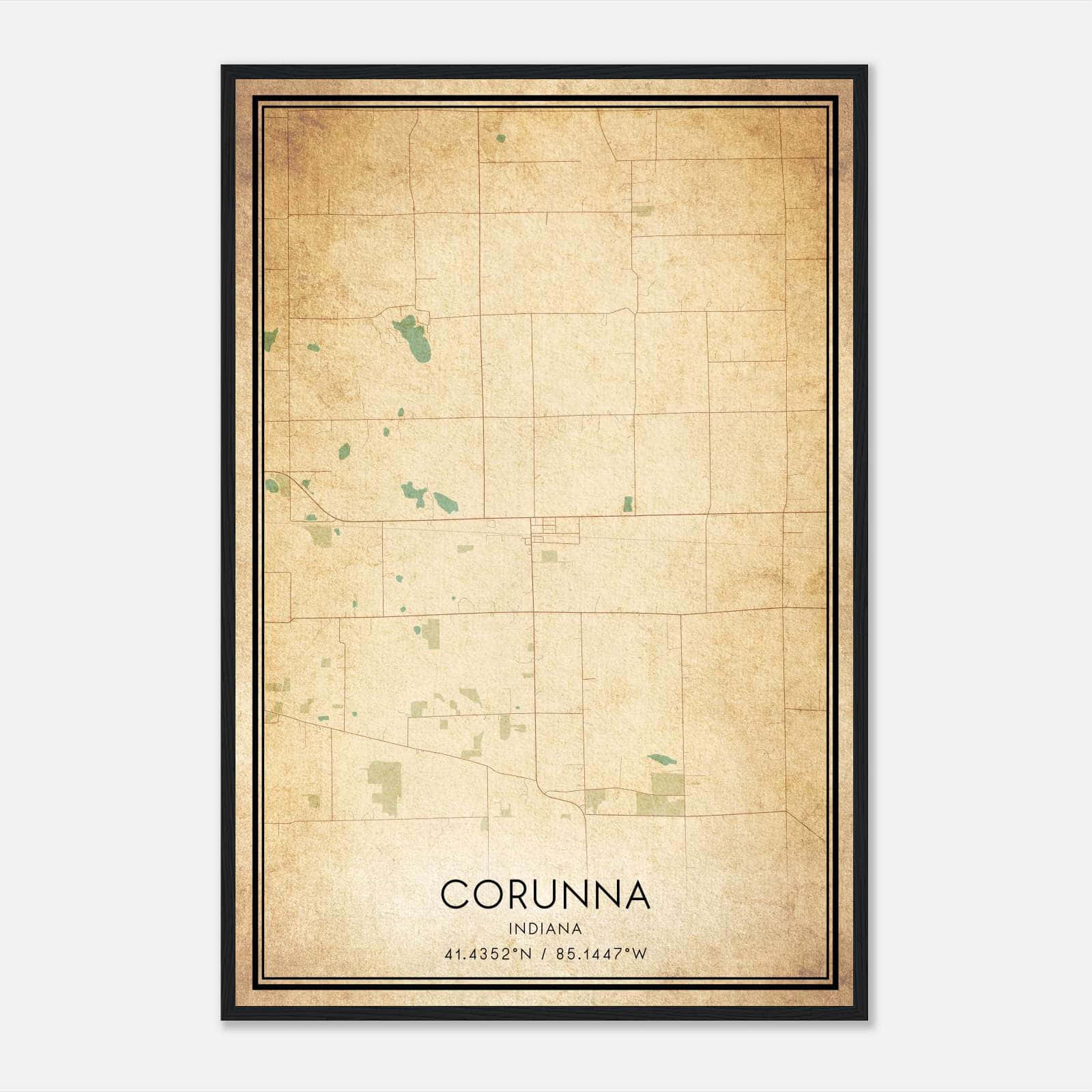 Vintage Corunna Indiana Map Poster, Corunna IN City Road Wall Art Print Vintage Corunna Indiana Map Poster, Corunna IN City Road Wall Art Print