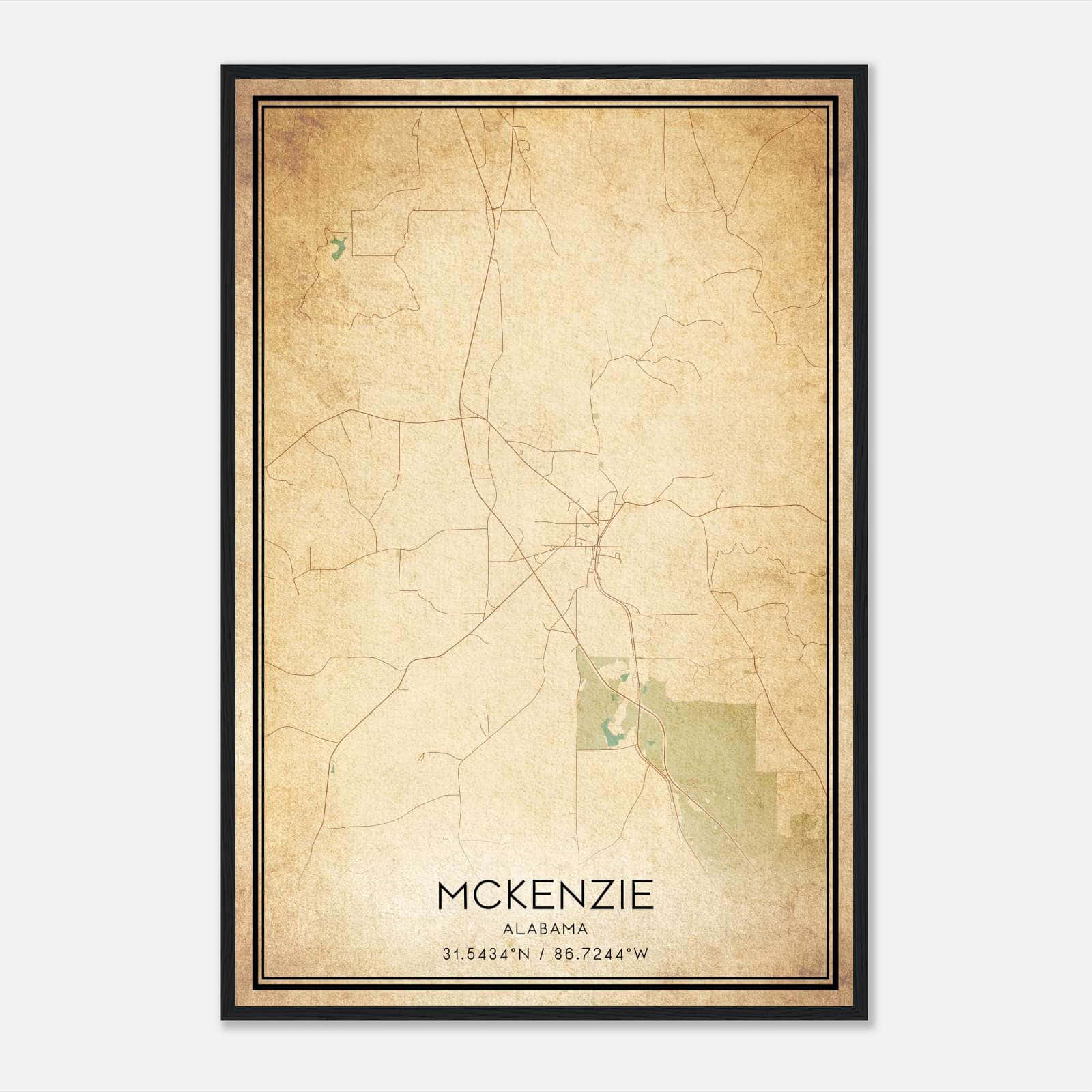 Vintage Mckenzie Alabama Map Poster, Mckenzie AL City Road Wall Art Print Vintage Mckenzie Alabama Map Poster, Mckenzie AL City Road Wall Art Print