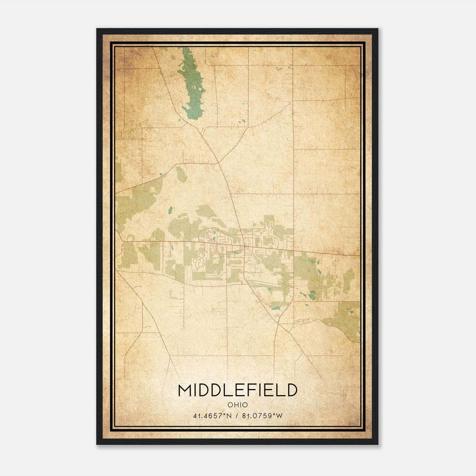 Vintage Middlefield Ohio Map Poster, Middlefield OH City Road Wall Art Print Vintage Middlefield Ohio Map Poster, Middlefield OH City Road Wall Art Print