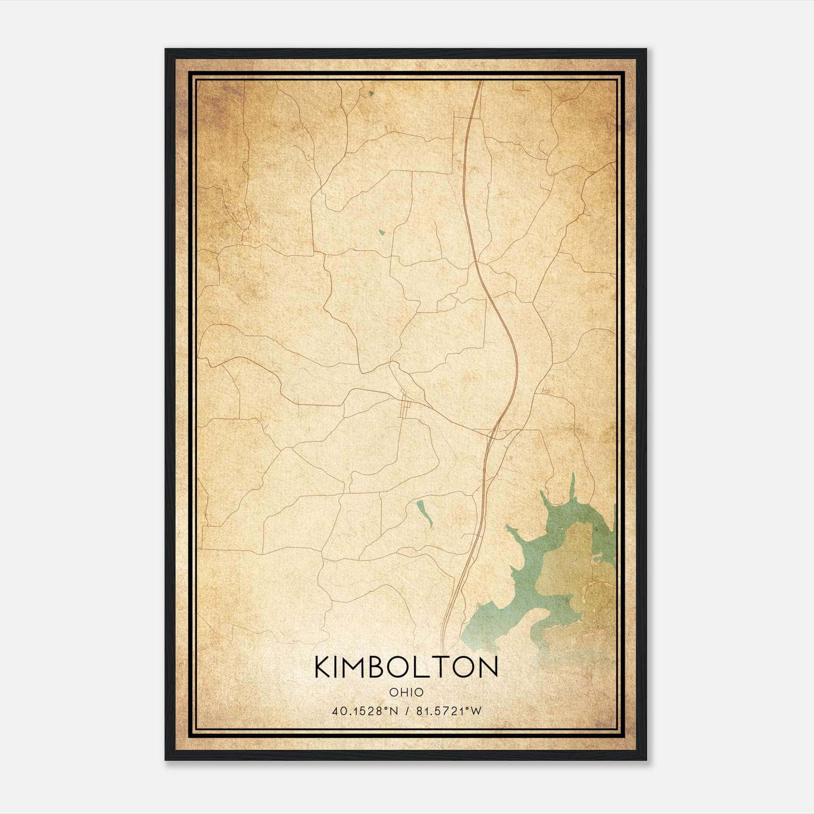 Vintage Kimbolton Ohio Map Poster, Kimbolton OH City Road Wall Art Print Vintage Kimbolton Ohio Map Poster, Kimbolton OH City Road Wall Art Print