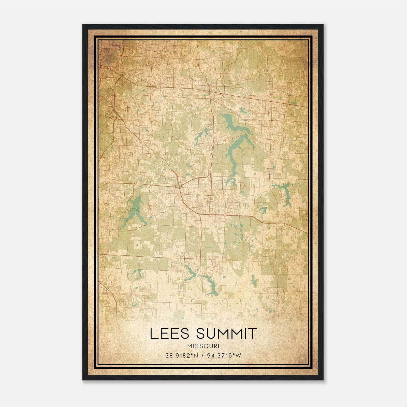 Vintage Lees Summit Missouri Map Poster, Lees Summit MO City Road Wall Art Print Vintage Lees Summit Missouri Map Poster, Lees Summit MO City Road Wall Art Print