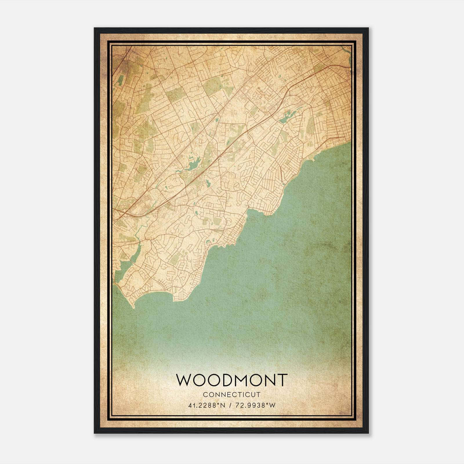 Vintage Woodmont Connecticut Map Poster, Woodmont CT City Road Wall Art Print Vintage Woodmont Connecticut Map Poster, Woodmont CT City Road Wall Art Print
