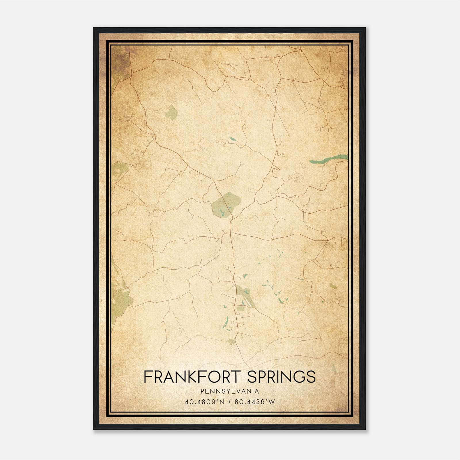 Vintage Frankfort Springs Pennsylvania Map Poster, Frankfort Springs PA City Road Wall Art Print Vintage Frankfort Springs Pennsylvania Map Poster, Frankfort Springs PA City Road Wall Art Print