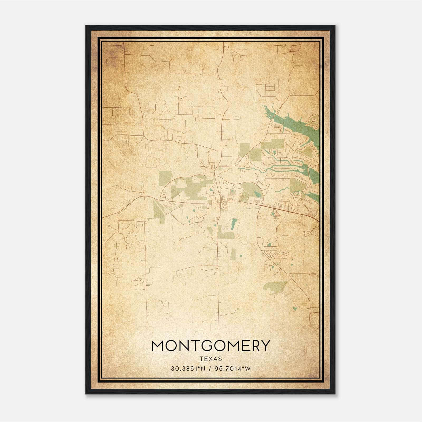 Vintage Montgomery Texas Map Poster, Montgomery TX City Road Wall Art Print Vintage Montgomery Texas Map Poster, Montgomery TX City Road Wall Art Print
